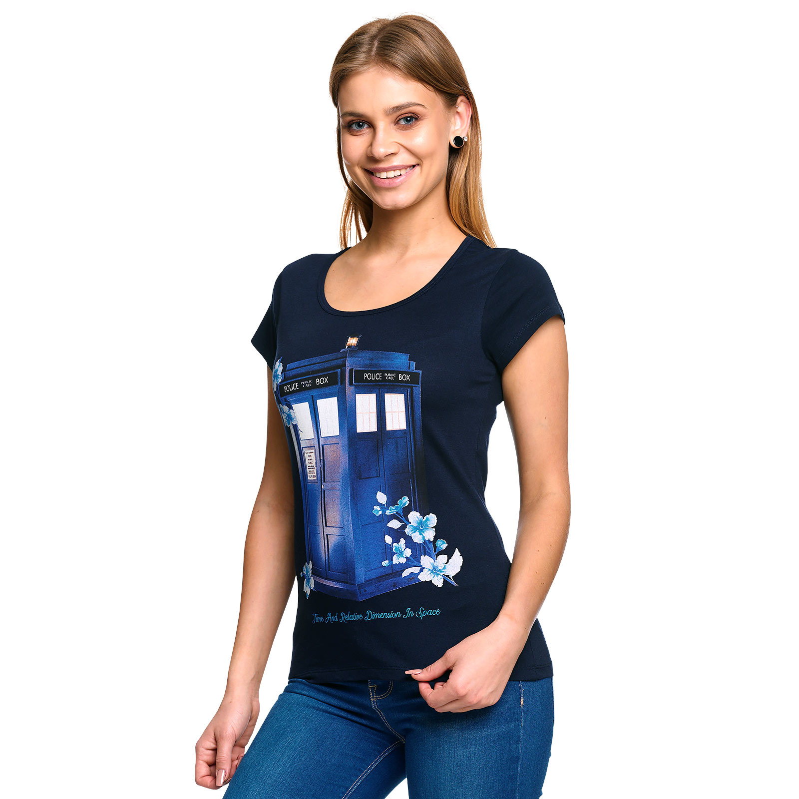 Doctor Who - T-Shirt Floral Tardis pour femmes bleu