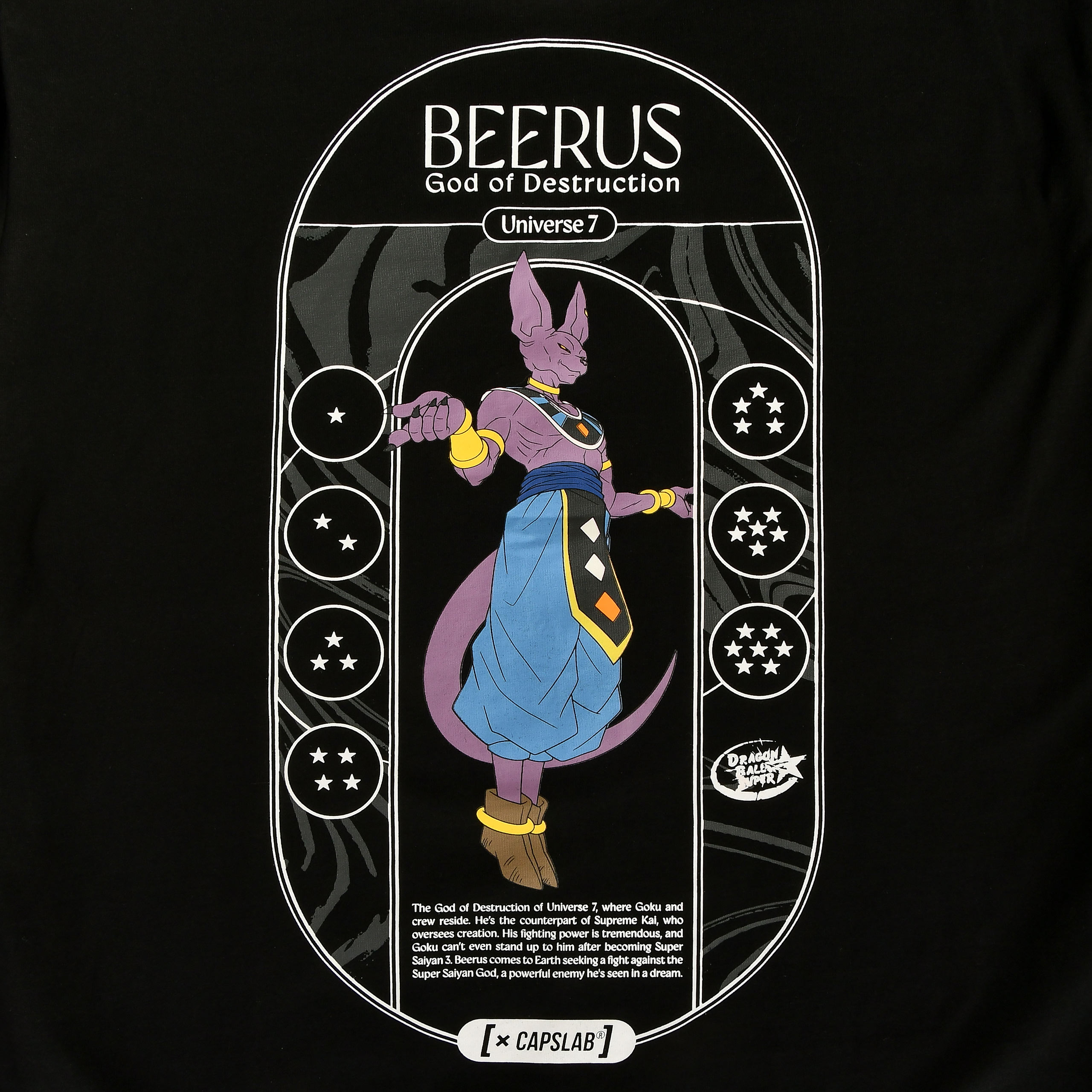 Dragon Ball Super - T-shirt Beerus Dieu de la Destruction noir