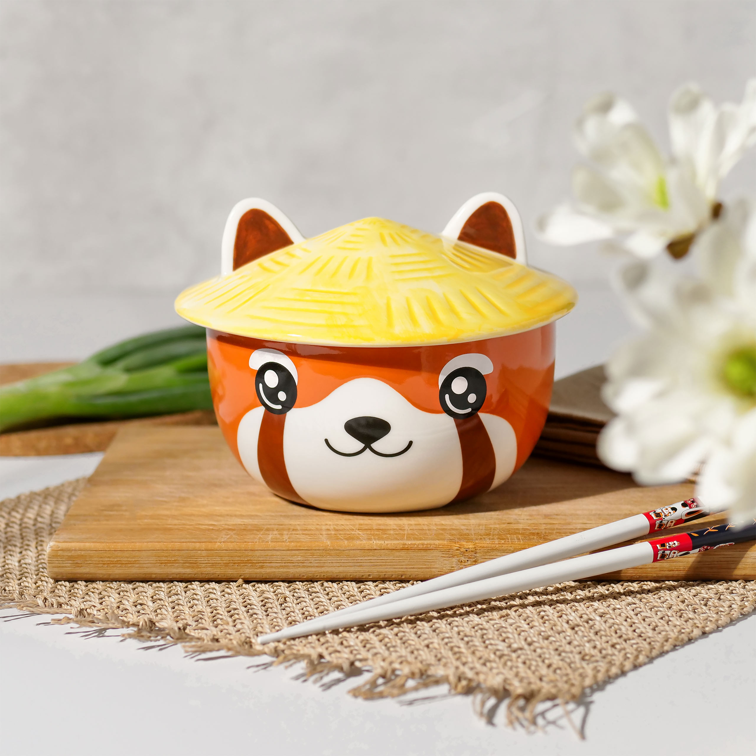 Roter Panda Kawaii Schale mit Deckel für Anime Fans