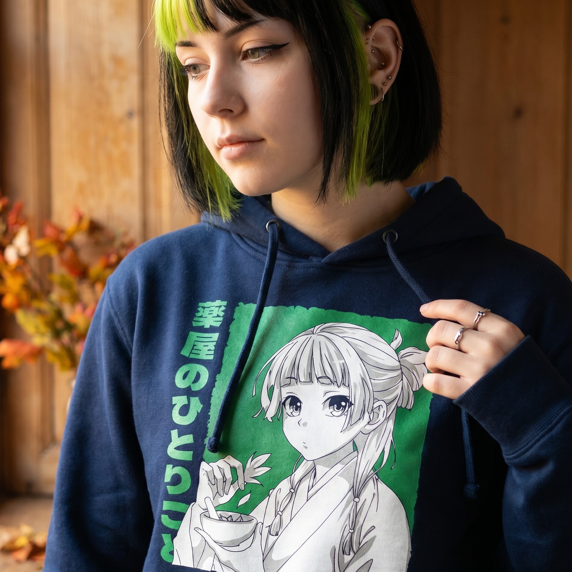 Maomao blå hoodie för fans av The Apothecary Diaries
