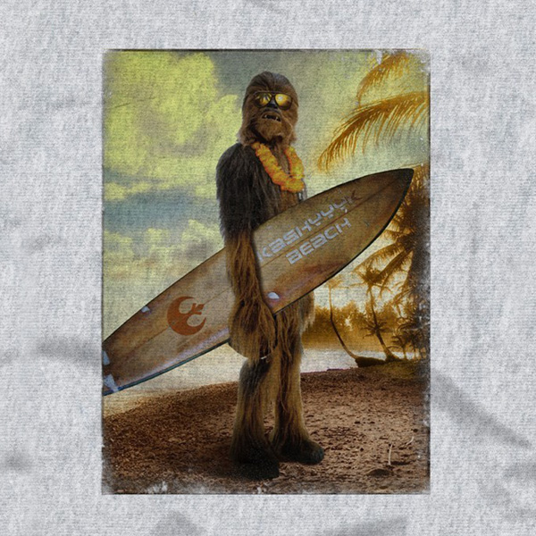 Star Wars - T-shirt Wookiee Surfer gris