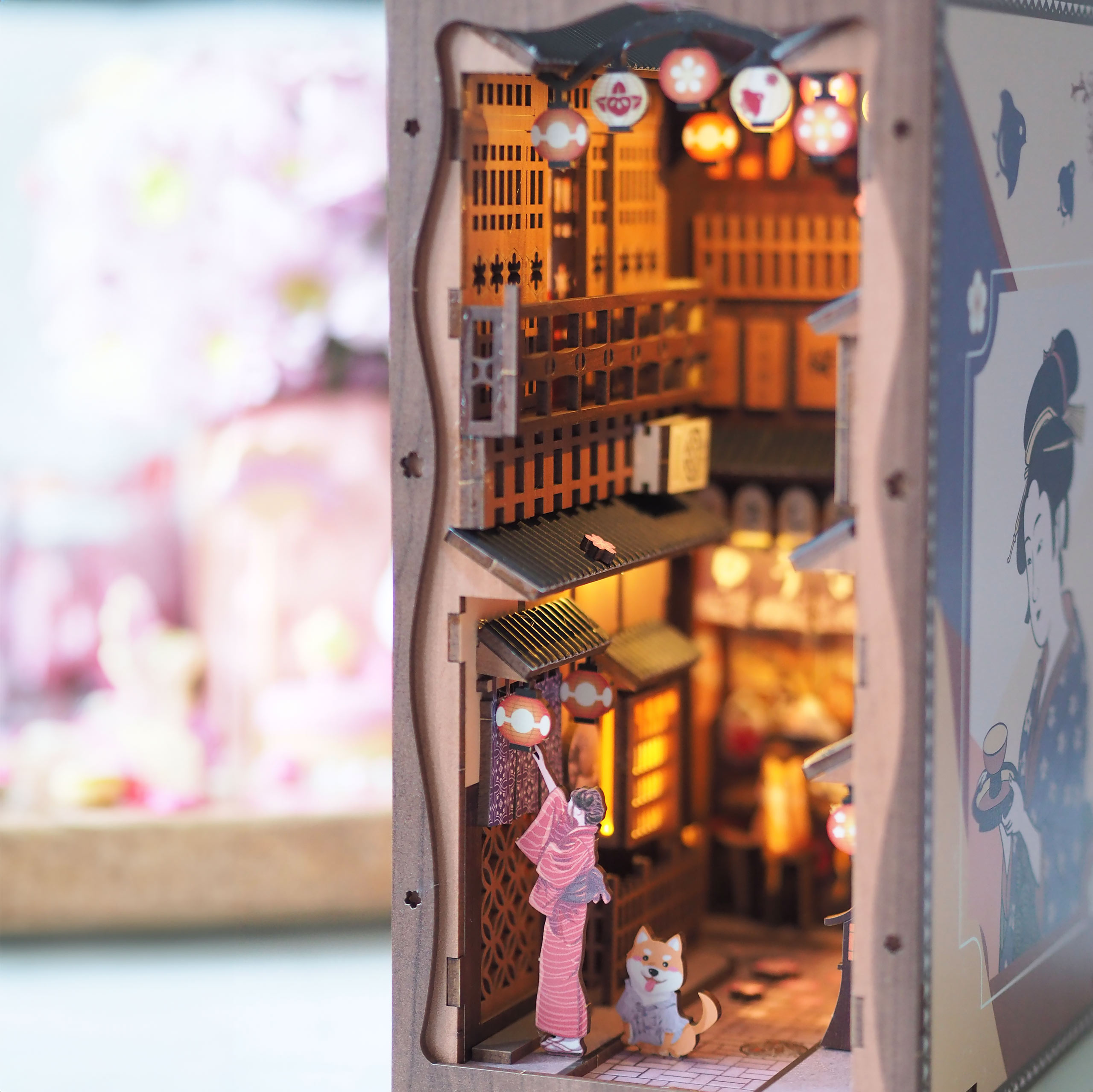 Sakura - Sous le cerisier Sakura Book Nook Modèle Kit Bois