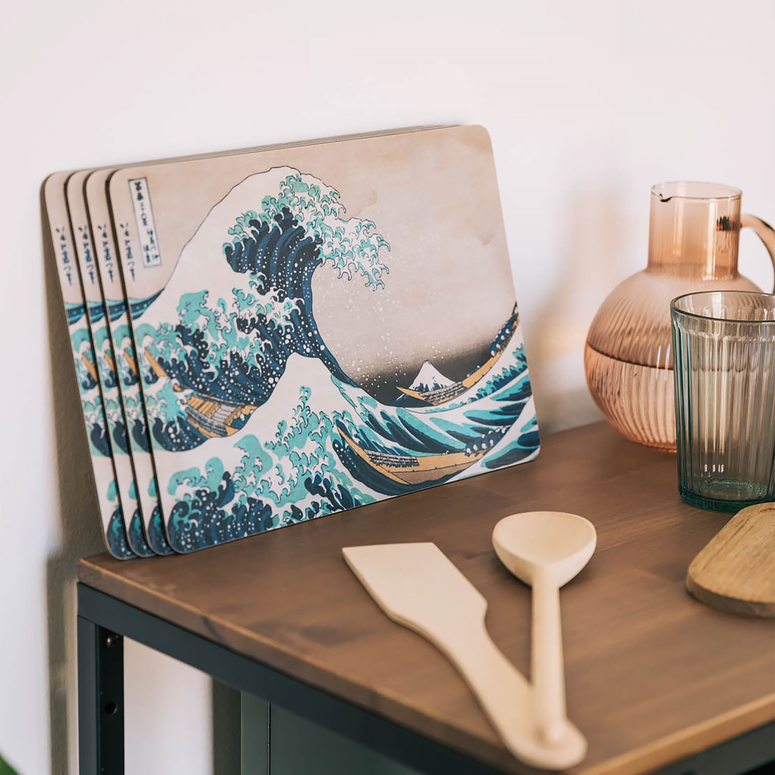 The Great Wave off Kanagawa - Katsushika Hokusai Breakfast Board 4-piece Set