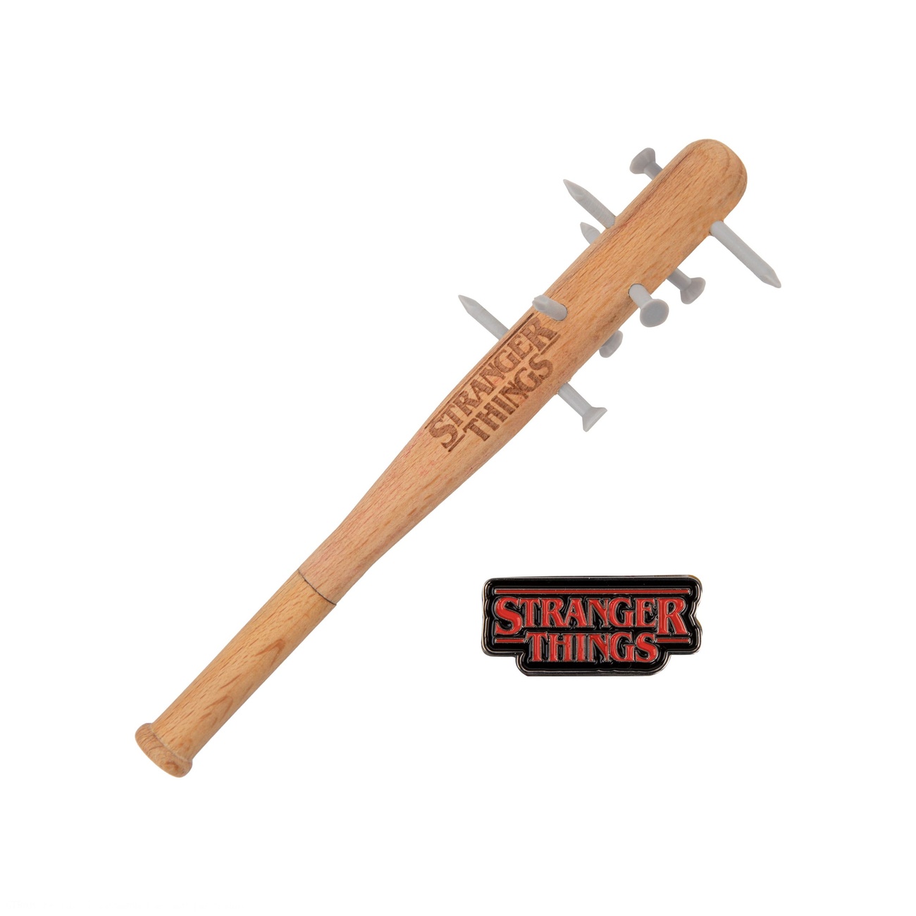 Stranger Things Stachelige Schlägerkugelschreiber & Stranger Things Anstecknadel