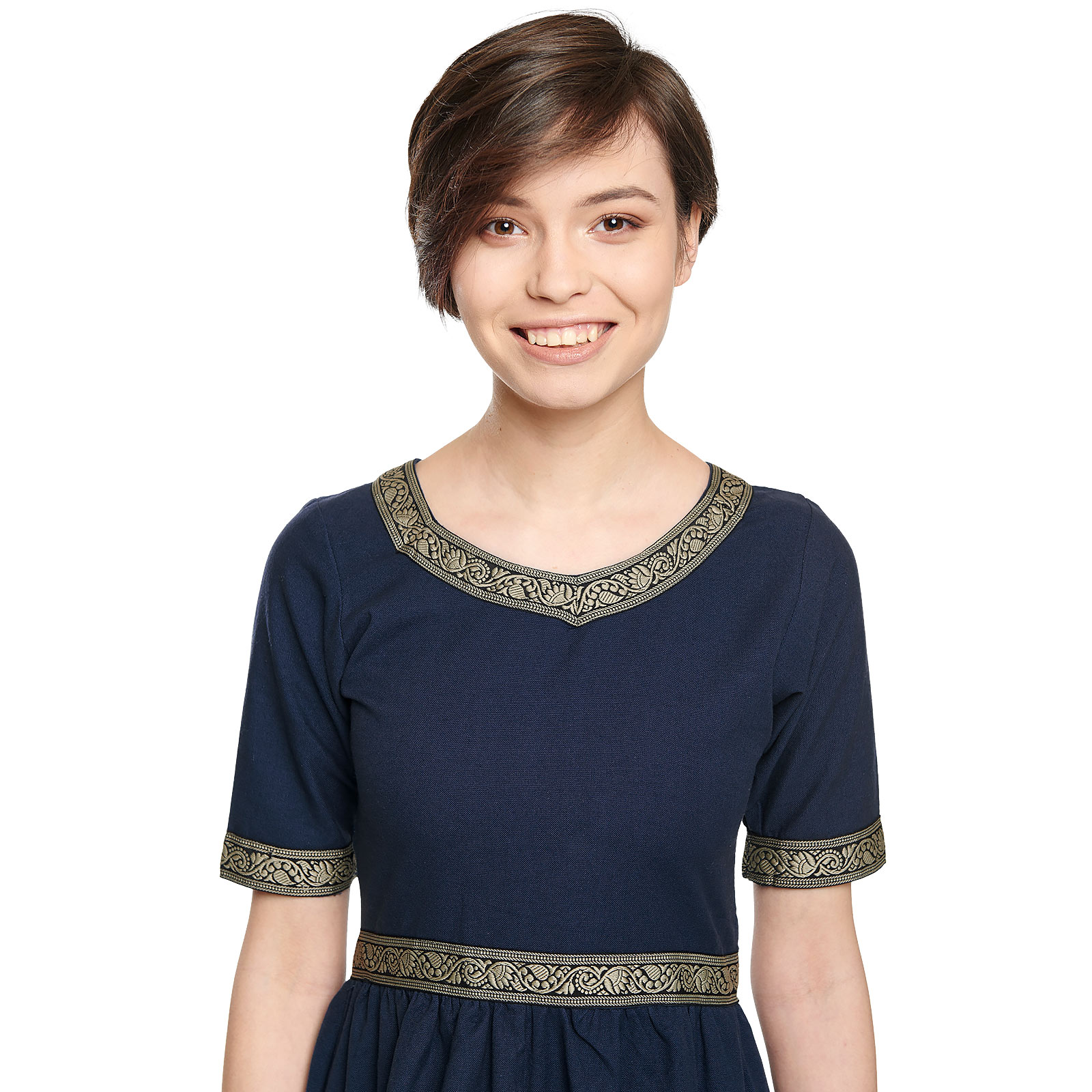 Mittelalter Kleid Ennlin mit Kurzarm blau