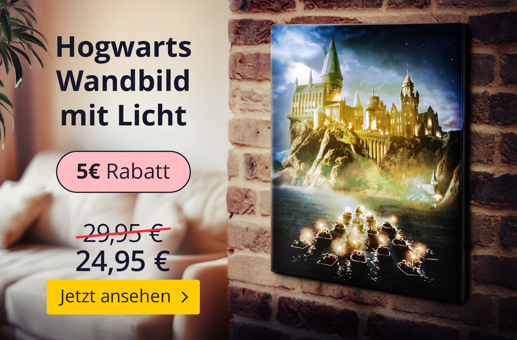 Harry Potter - Hogwarts Wandbild mit Licht - nur 24,95 € statt 29,95 € - 5 € Rabatt