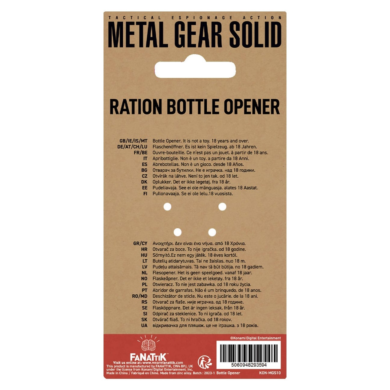 Metal Gear Solid Flessenopener Solid Ration 8 cm