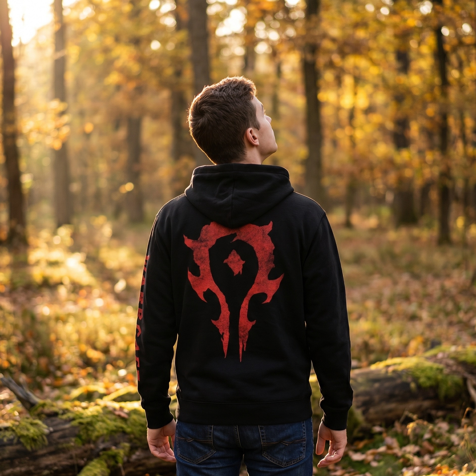 Warcraft - Felpa con cappuccio nera con logo dell'Orda