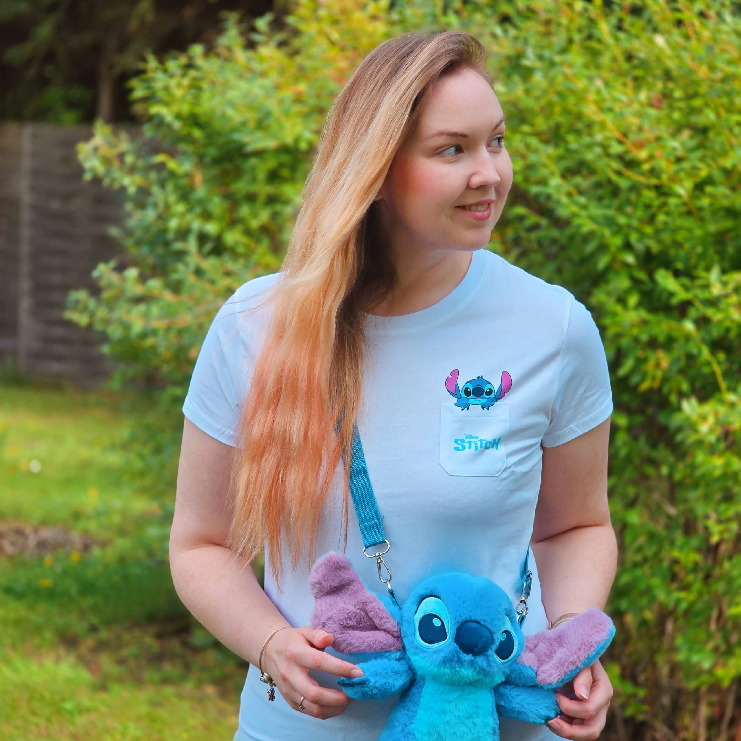 T-shirt con taschino Stitch bianca - Lilo & Stitch