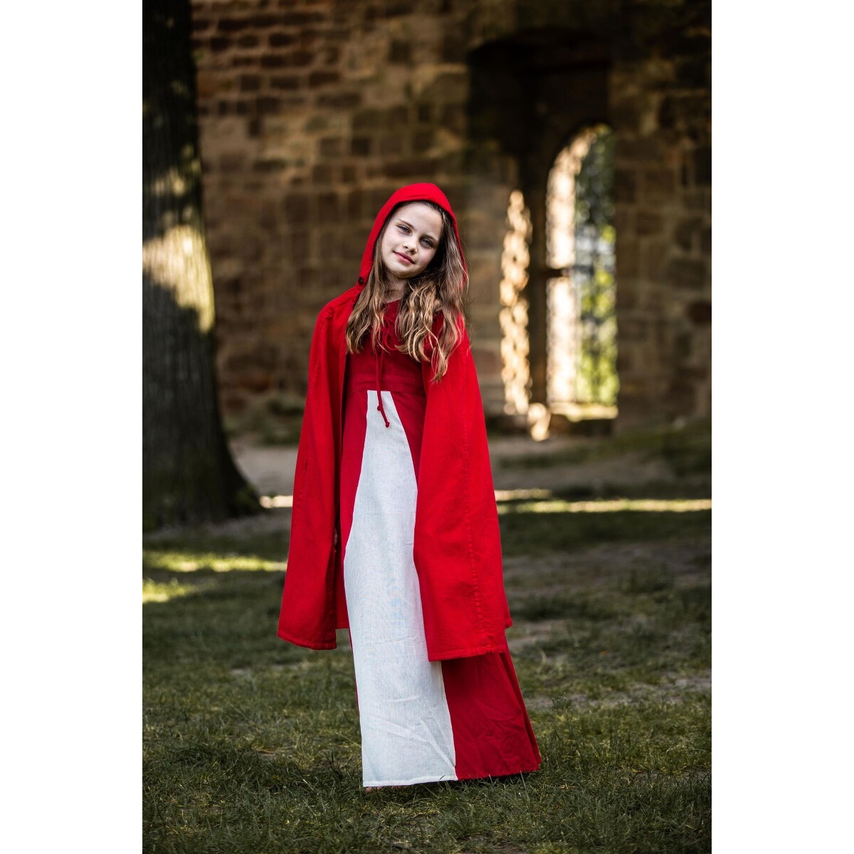 Capa medieval Cecilia para niños roja