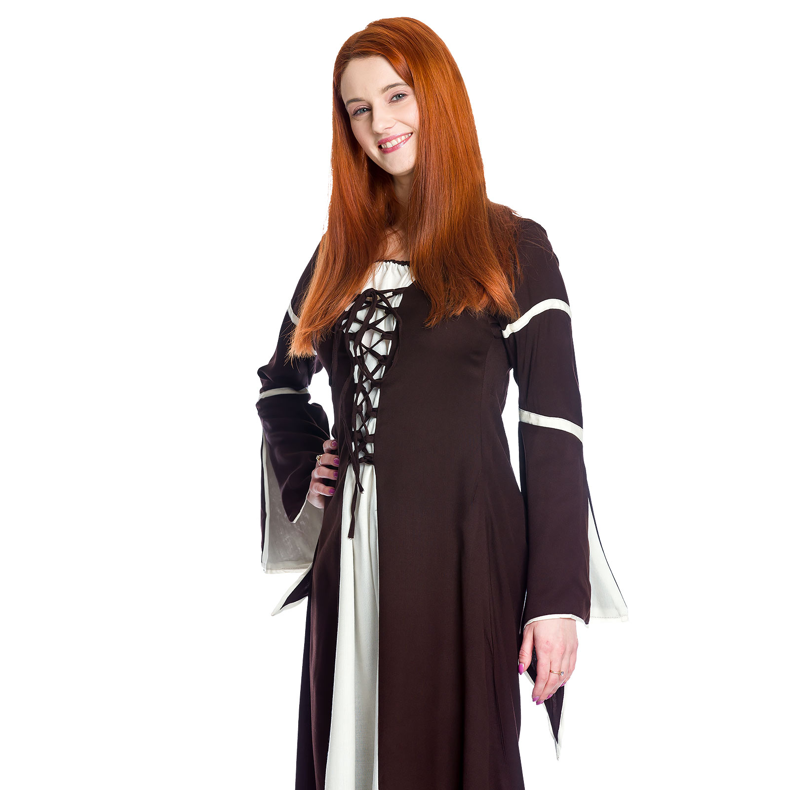 Middeleeuwse jurk Katherina bruin-natuur