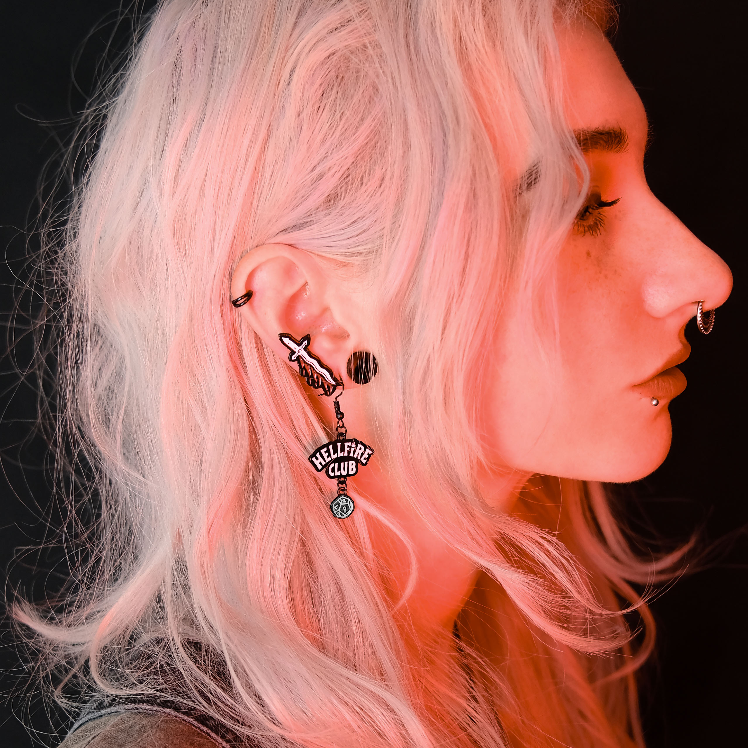 Stranger Things - Boucles d'oreilles Hellfire Club ensemble de 3