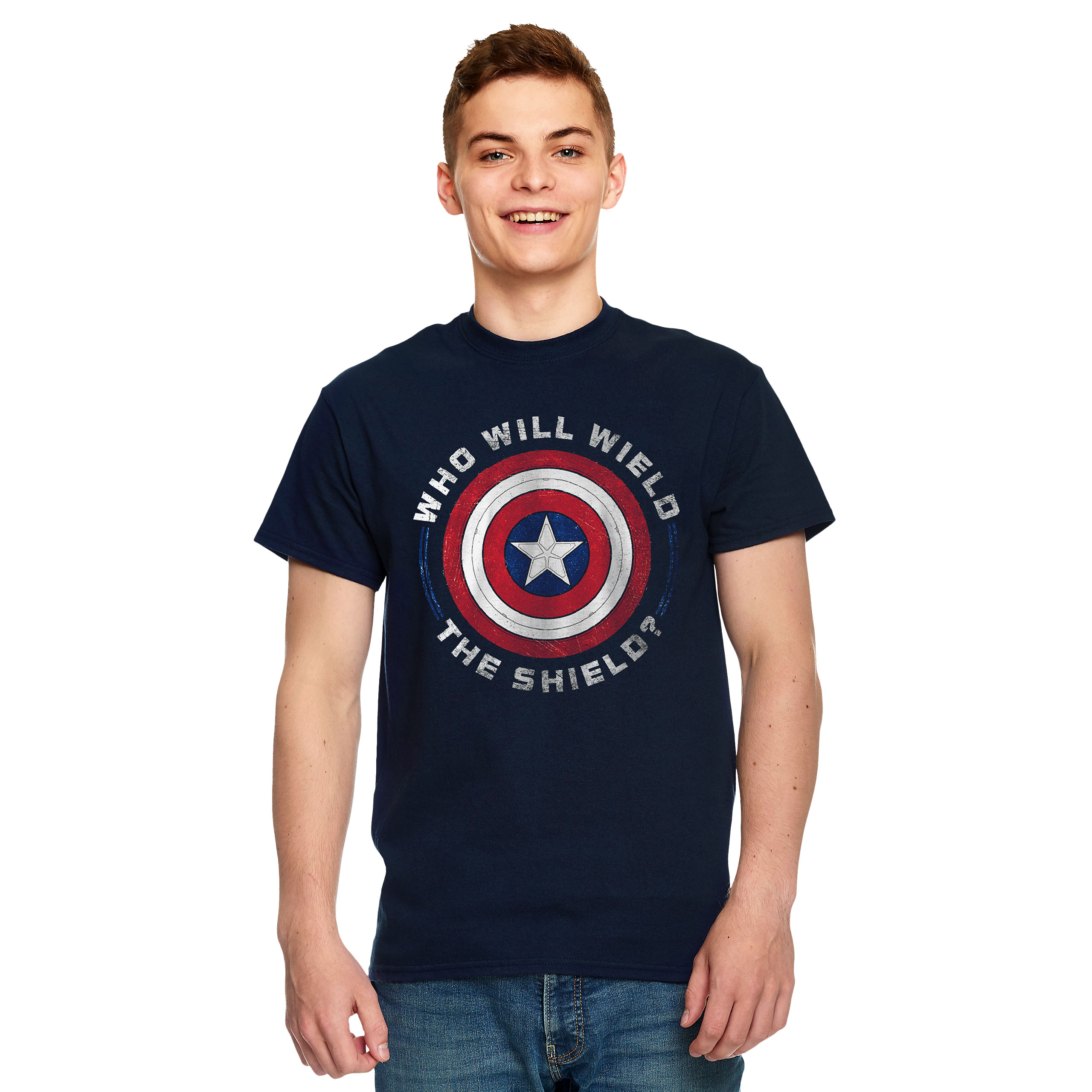 Marvel - Who Will Wield The Shield T-Shirt blau