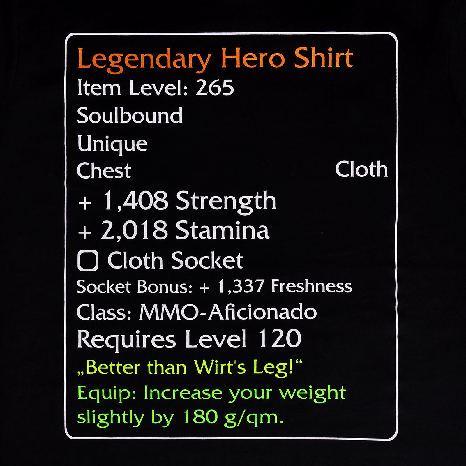 Level-120-Item Legendary Hero T-Shirt zwart