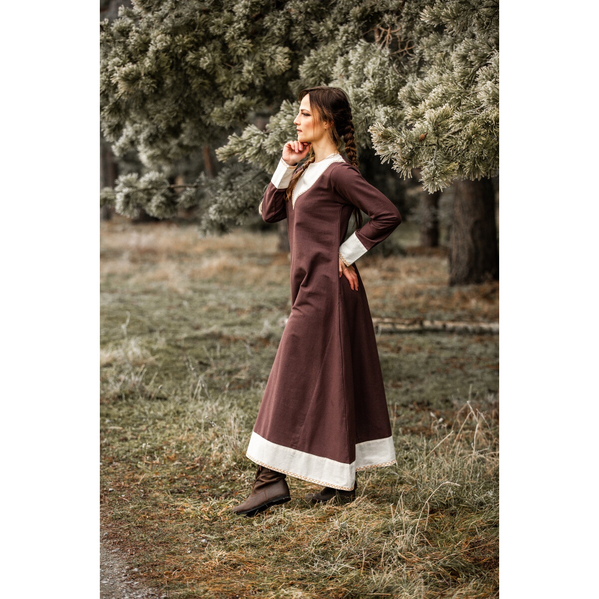 Medieval Dress Jorunn brown-beige