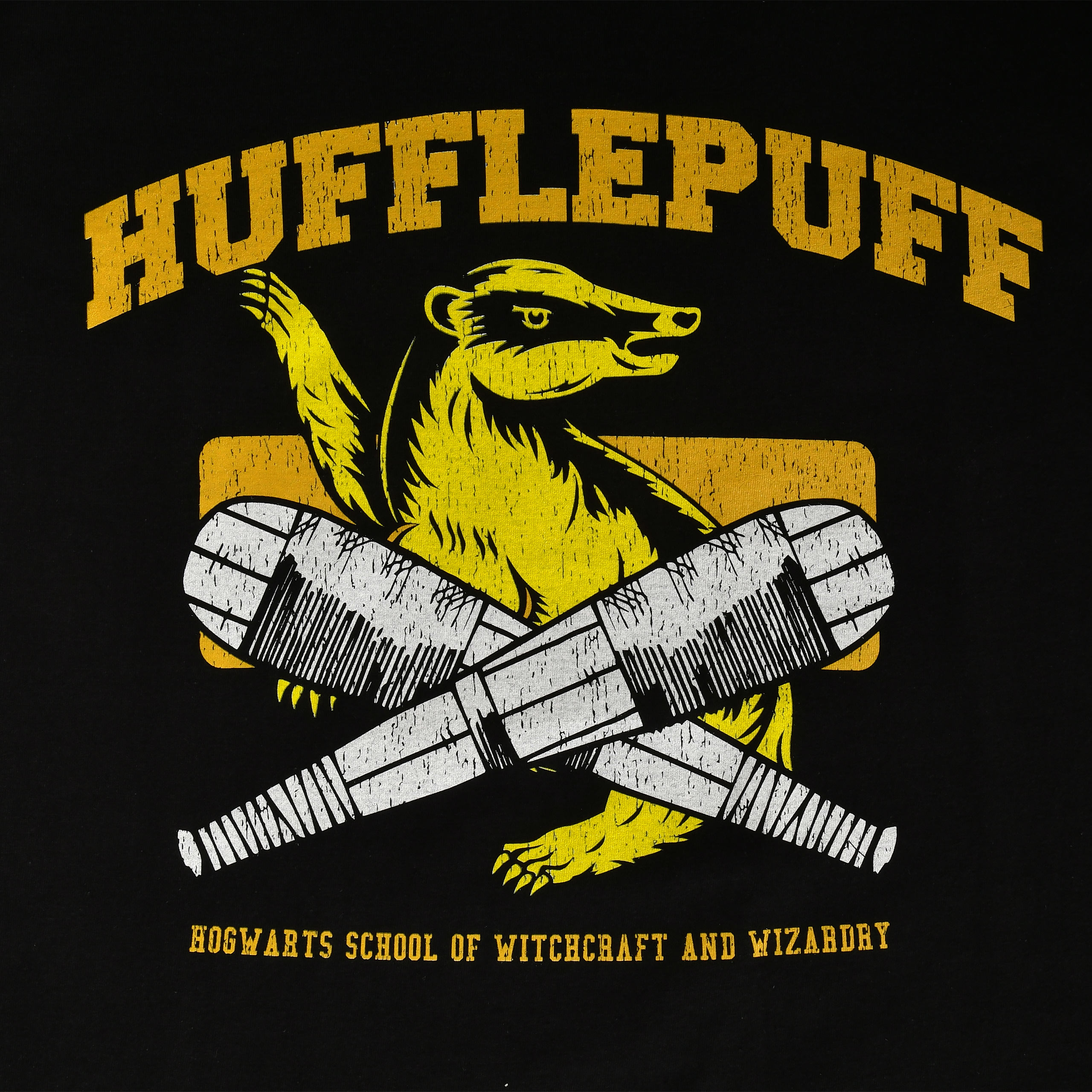 Hufflepuff Quidditch College T-Shirt Zwart - Harry Potter