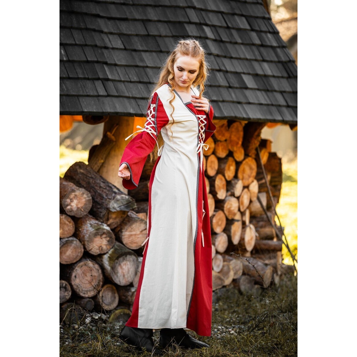 Medieval Dress Amalia beige-red