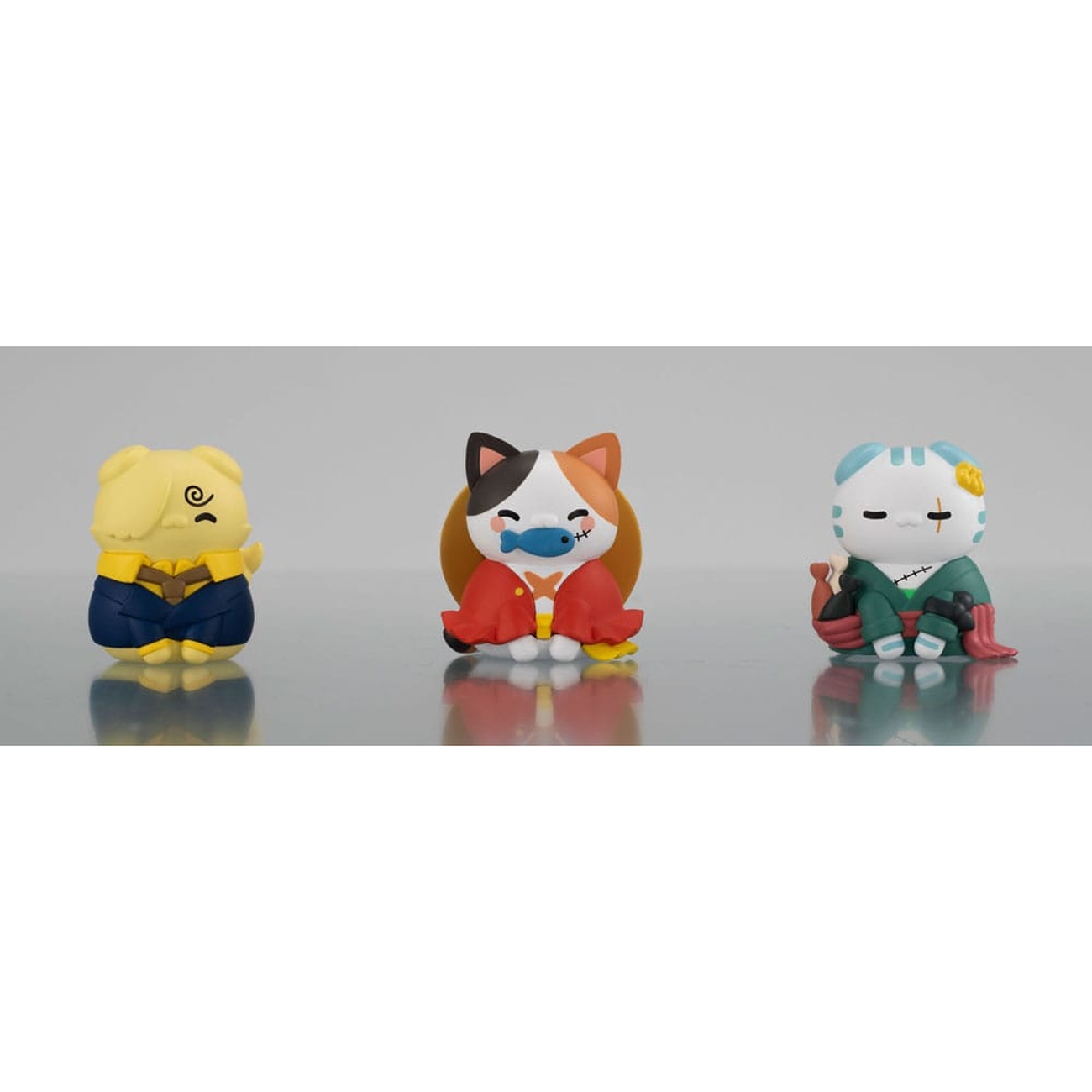 One Piece Mega Cat Project figurki kolekcjonerskie zestaw 3 szt. Nyan Piece Nyan! Happy Trio 2024 Limited Ver. 3 cm