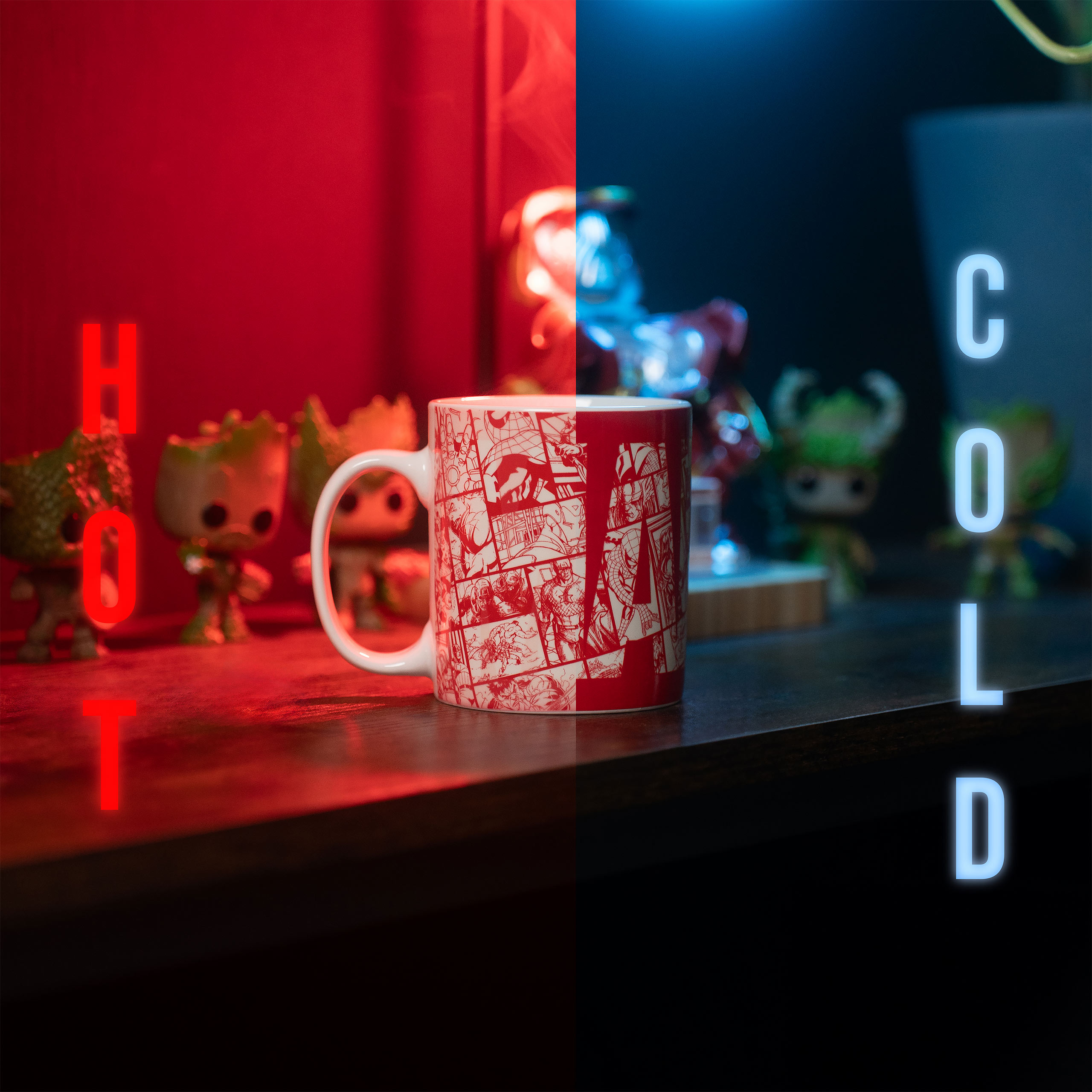 Marvel - Taza de efecto térmico con logo de cómic