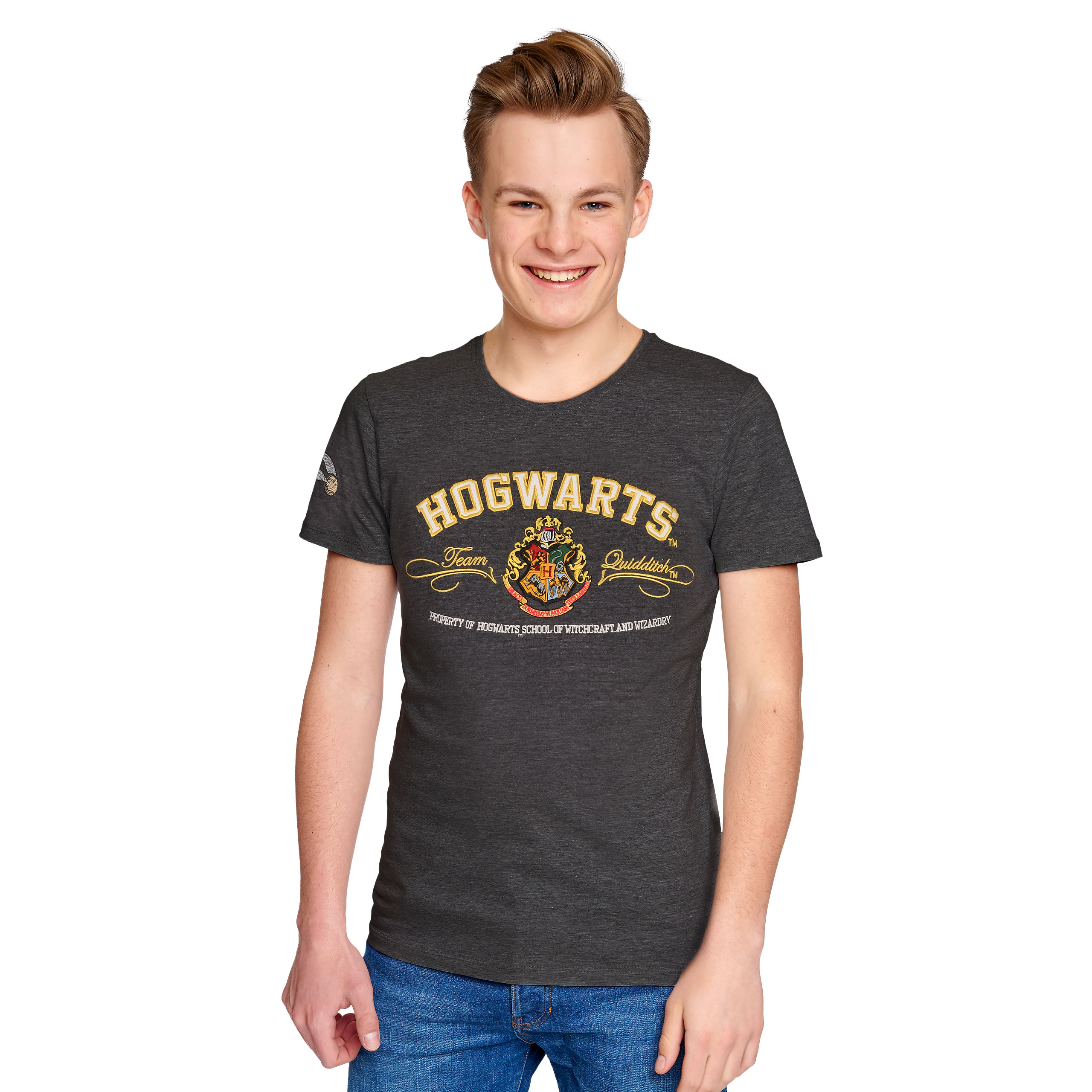 Harry Potter - T-shirt gris avec blason de Poudlard