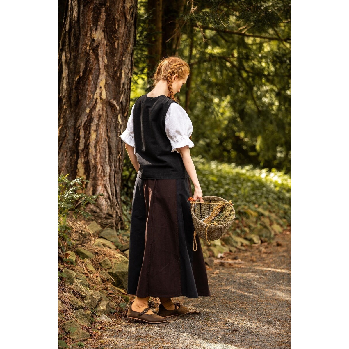 Gilet médiéval en coton Franziska noir