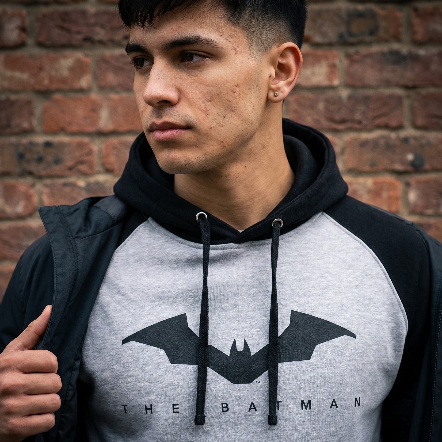 The Batman - Logo Baseball Hoodie grigio-nero