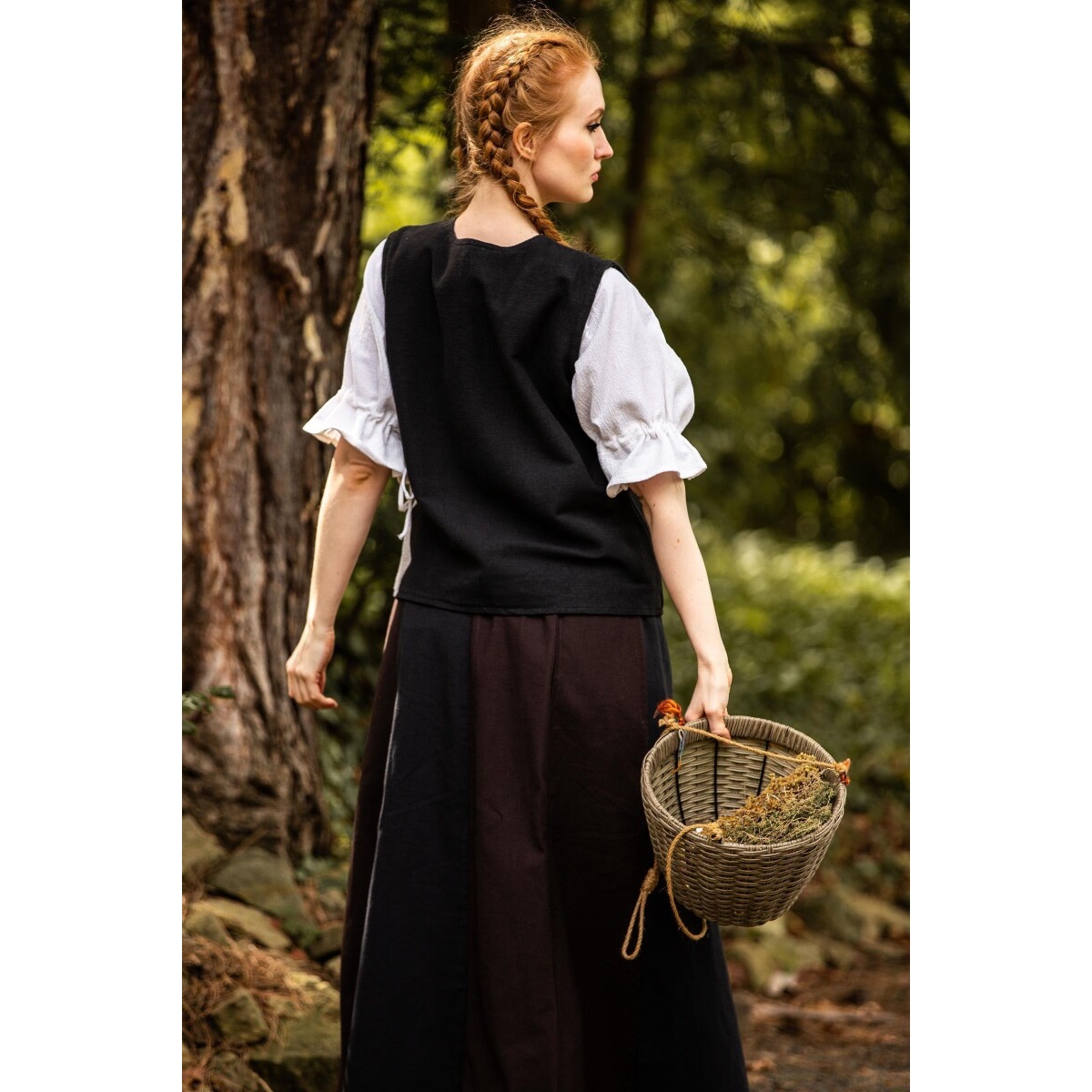 Gilet médiéval en coton Franziska noir