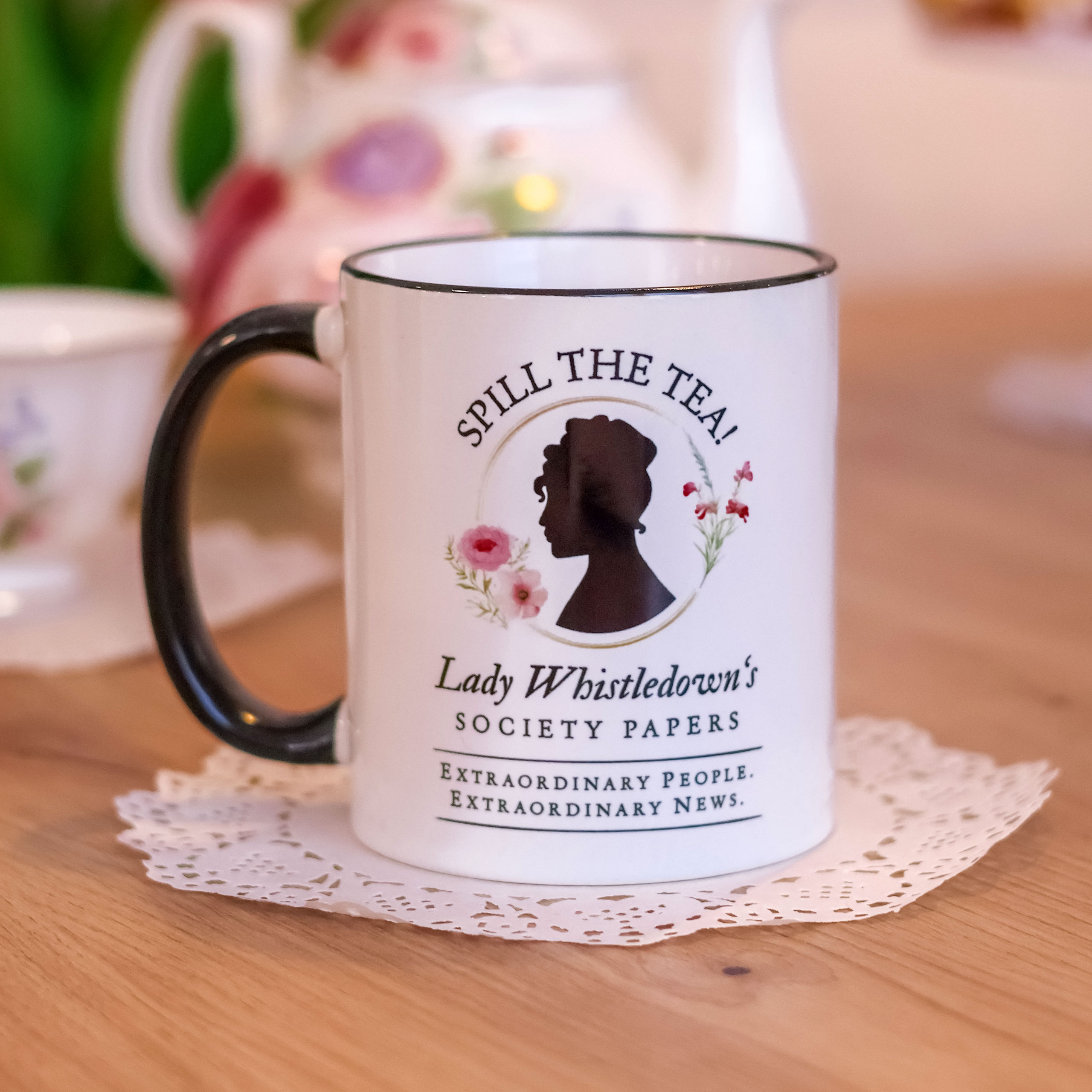 Spill the Tea! Society Papers Mug for Bridgerton Fans