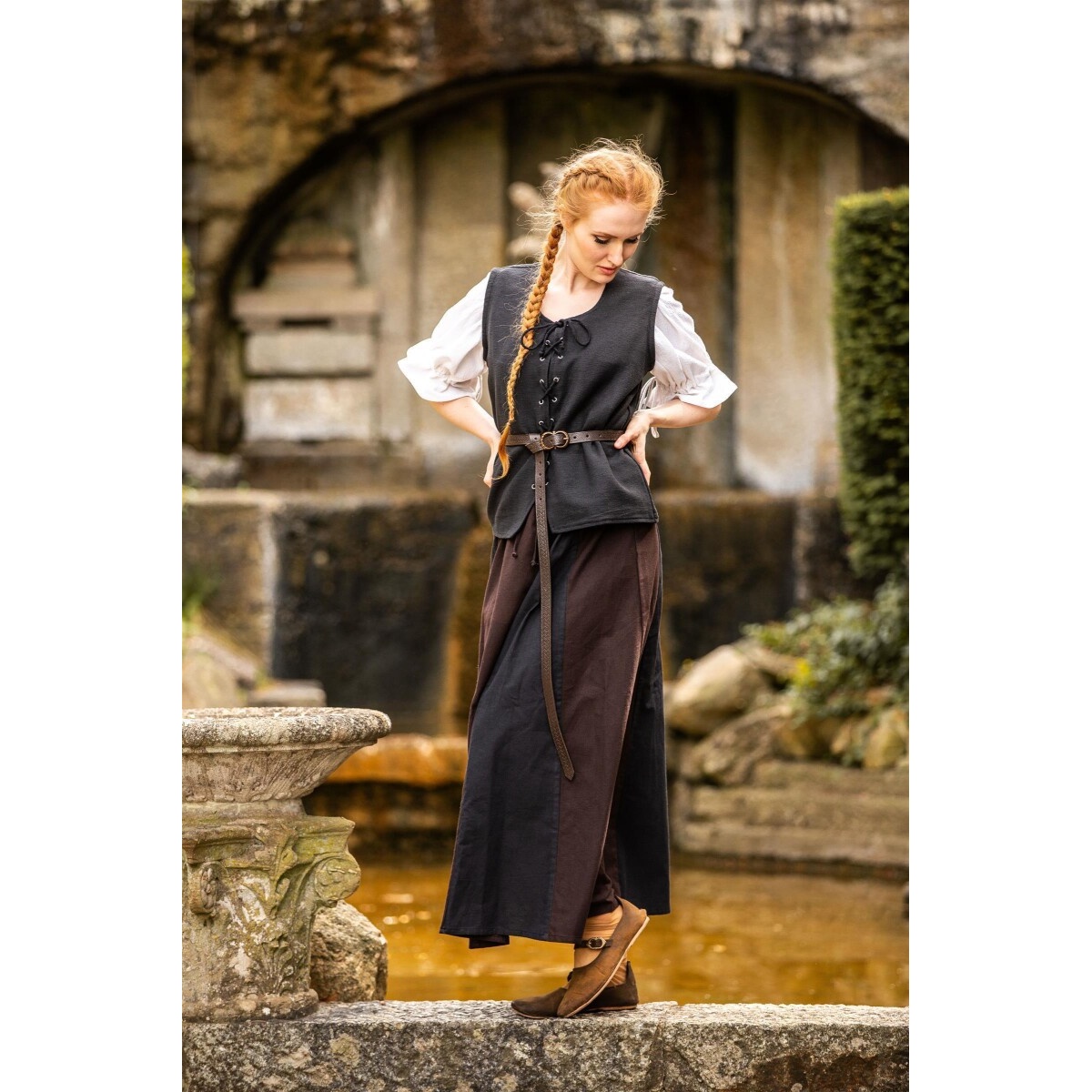 Gilet médiéval en coton Franziska noir