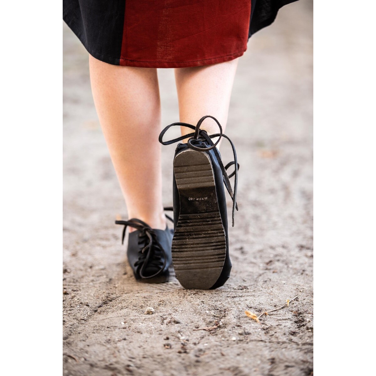 Medieval Ankle Shoes in Black Nubuck Leather