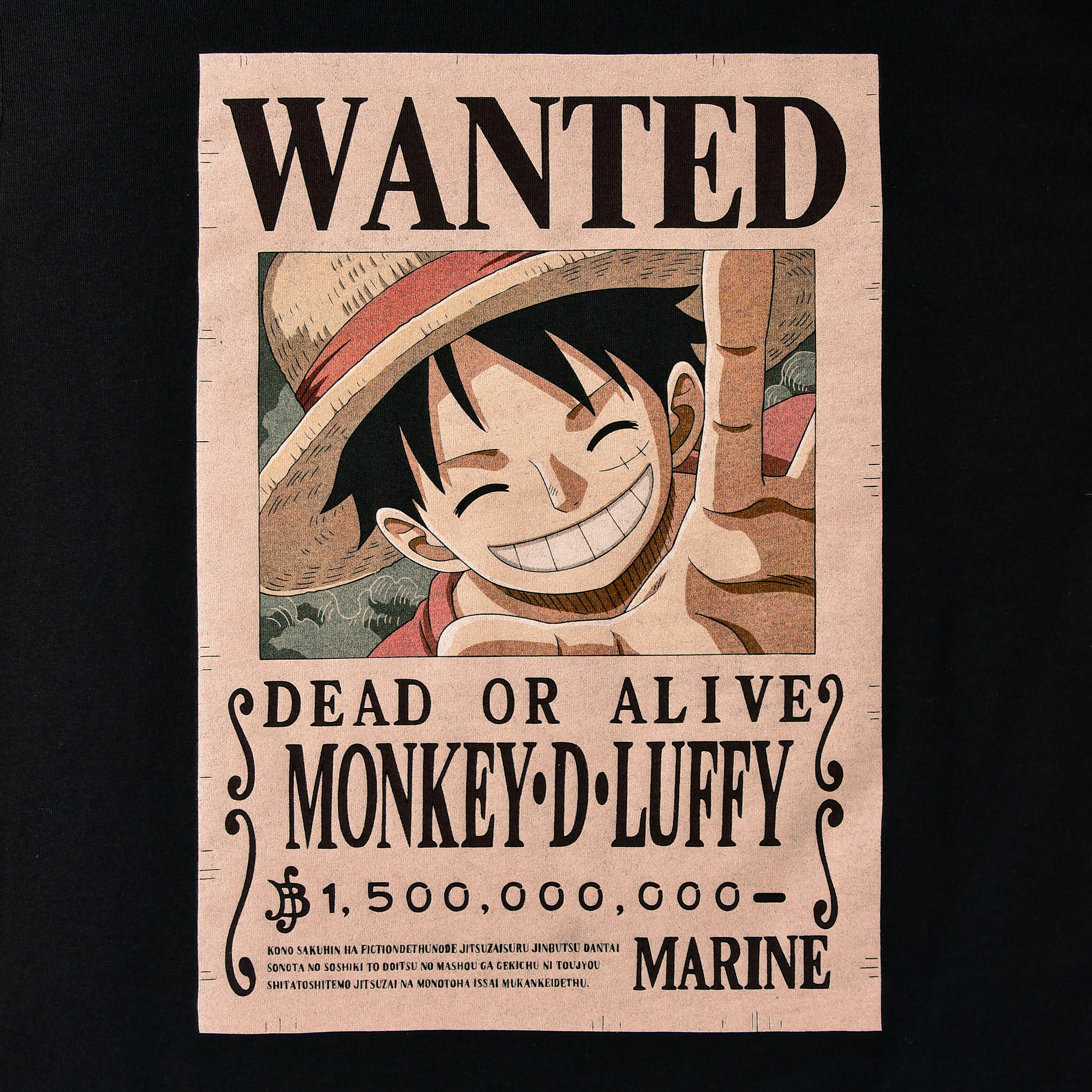 One Piece - Koszulka Luffy Wanted czarna