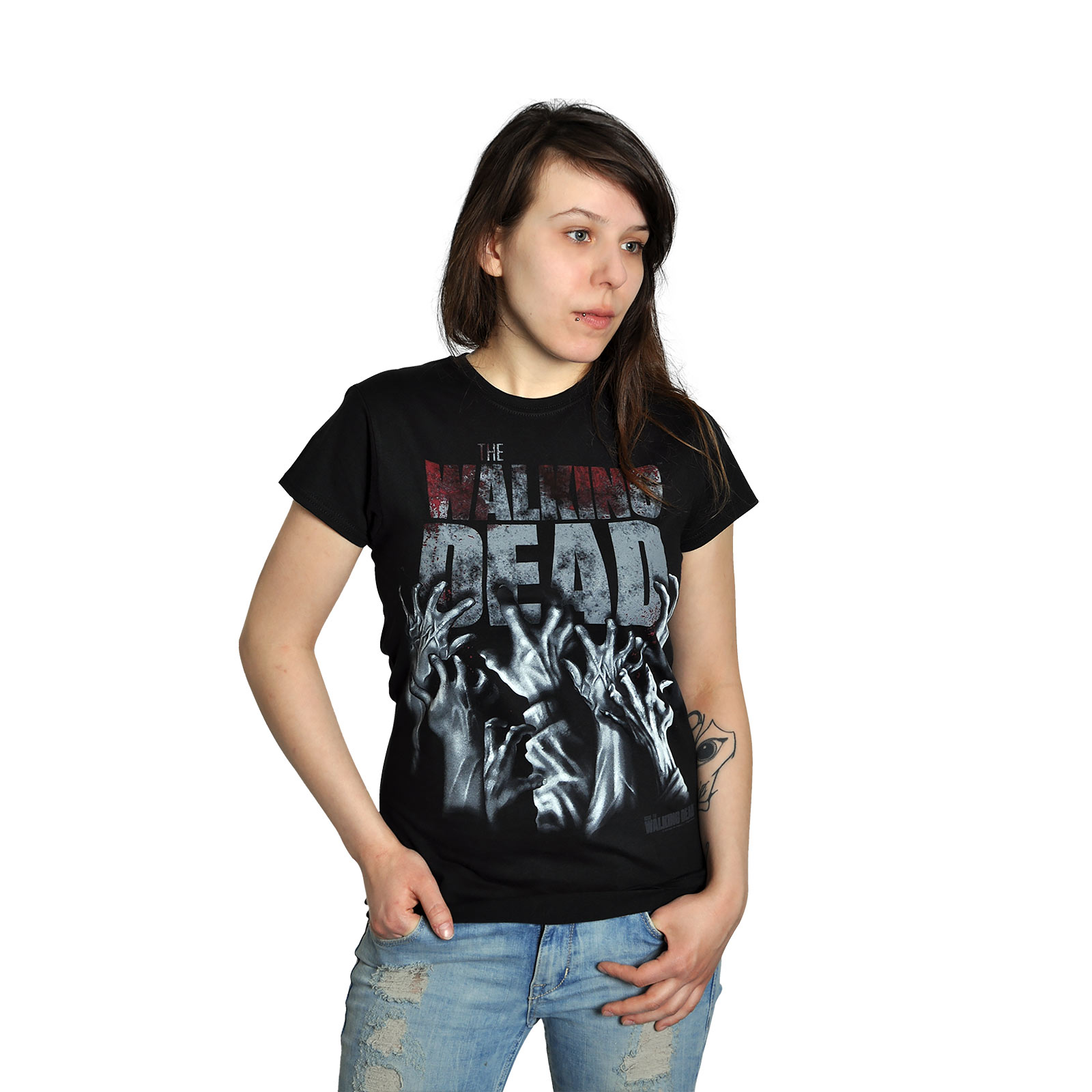 Walking Dead - Handen Bloedspatten Meisjesshirt Zwart