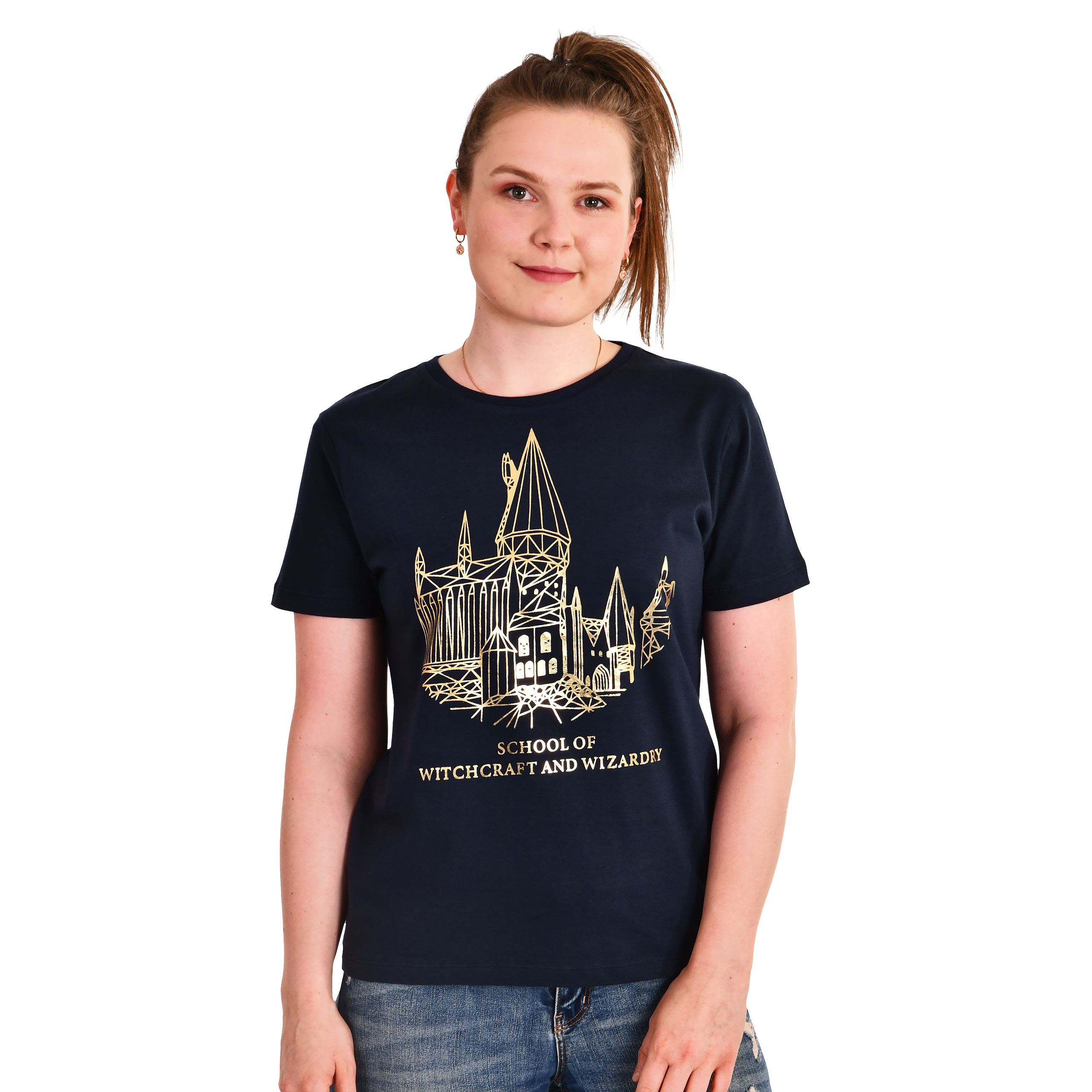 Harry Potter - Hogwarts School T-Shirt Damen blau