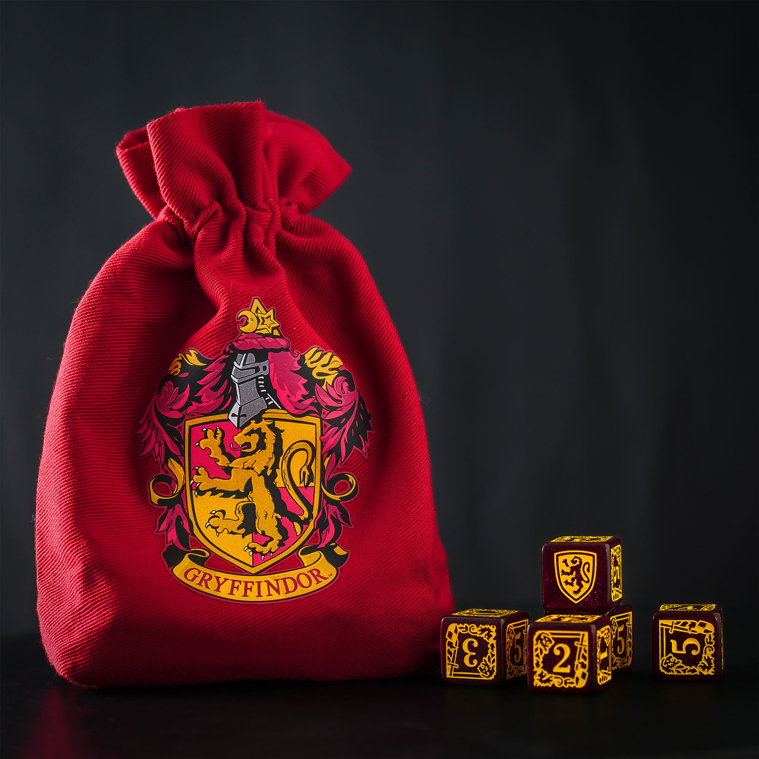 Harry Potter - Gryffindor RPG Würfel Set 5tlg mit Würfelbeutel rot