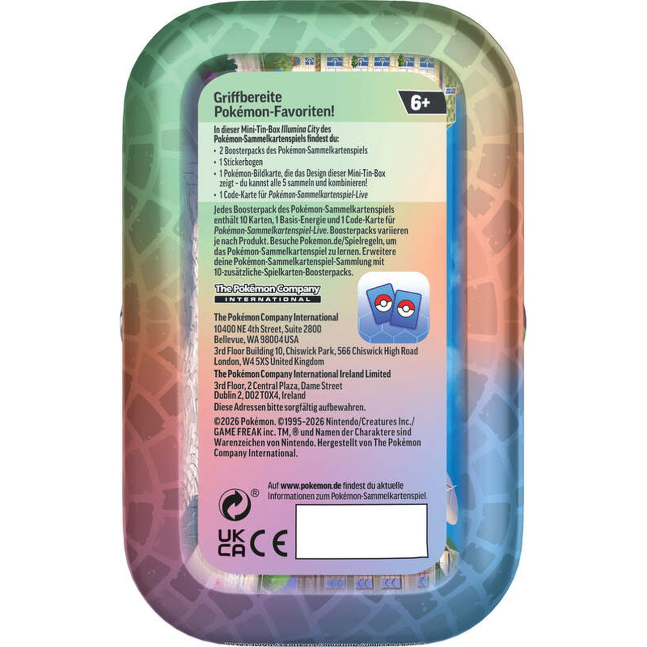 Pokémon - Ciudad Luminalia caja mini lata para cartas coleccionables