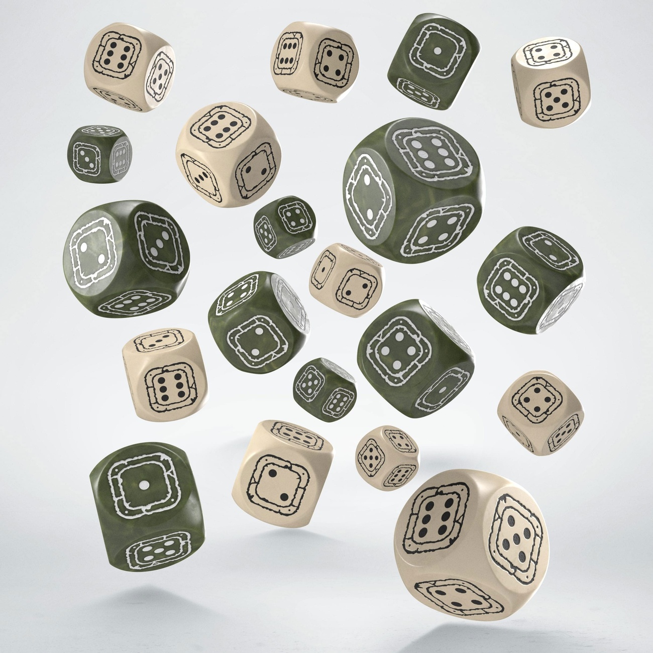 Fortress Compact Set de dados D6 Beige & Olive (20)