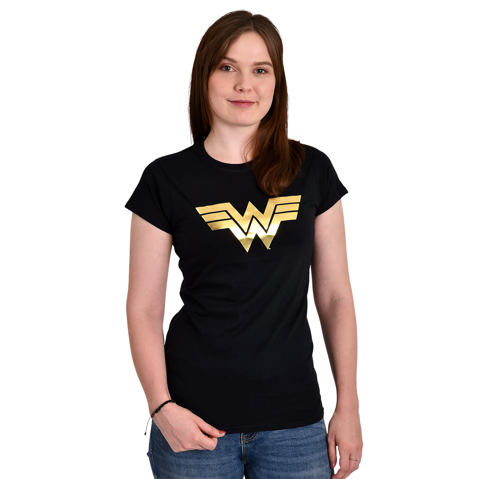 Wonder Woman - Golden Logo T-Shirt Damen schwarz