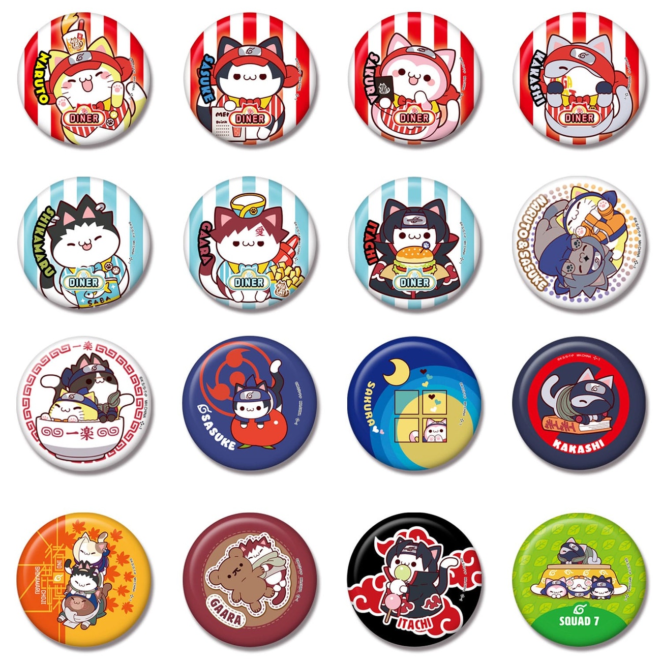 Naruto Mega Cat Project Nyaruto! Badges métalliques 5 cm Assortiment (16)