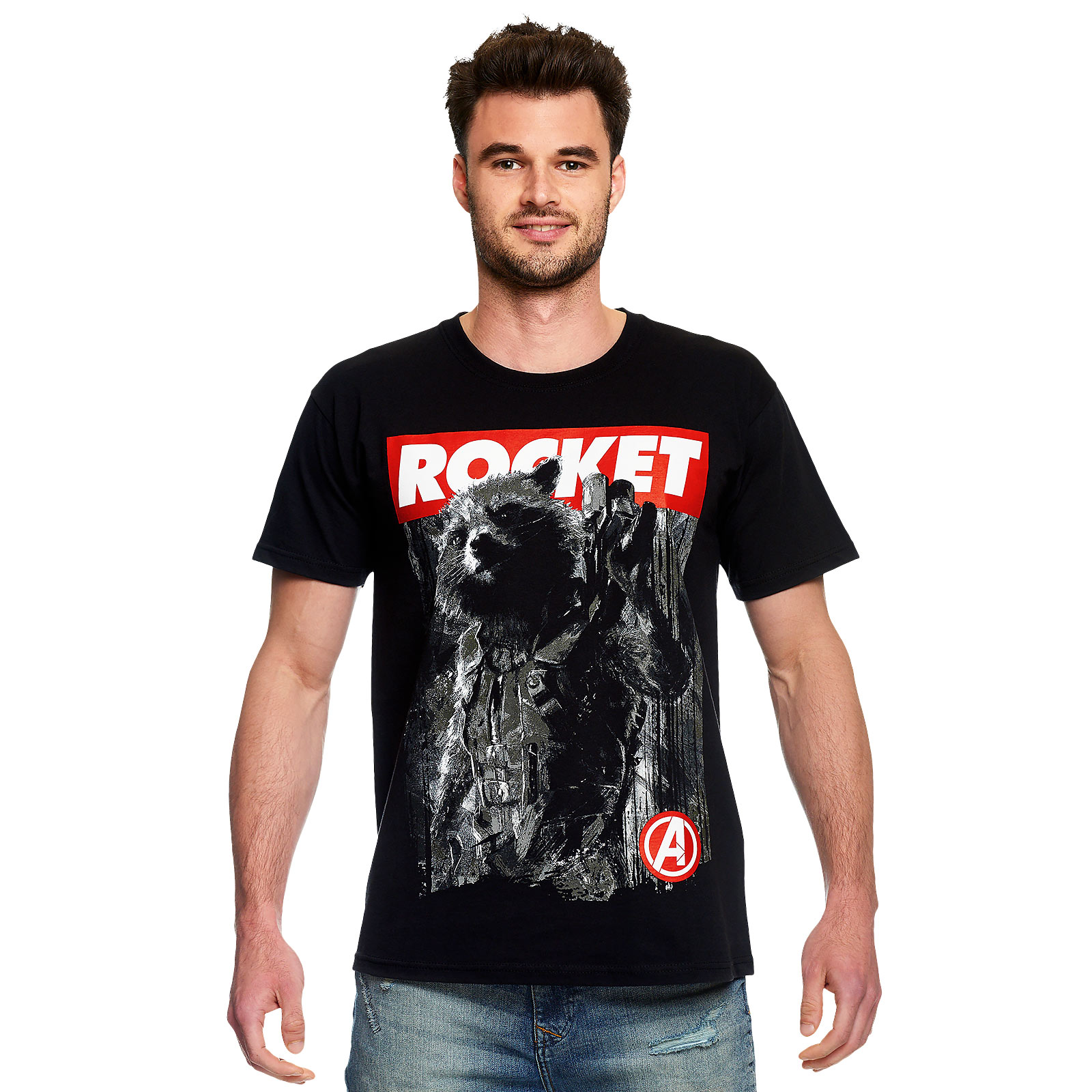 Avengers - Rocket Raccoon T-Shirt Zwart