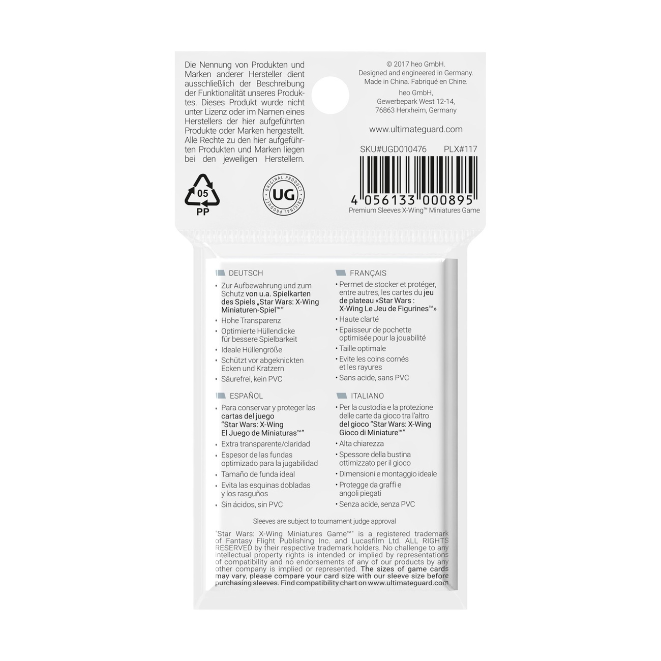 Ultimate Guard Board Game Sleeves (50) – X-Wing Miniatures Game