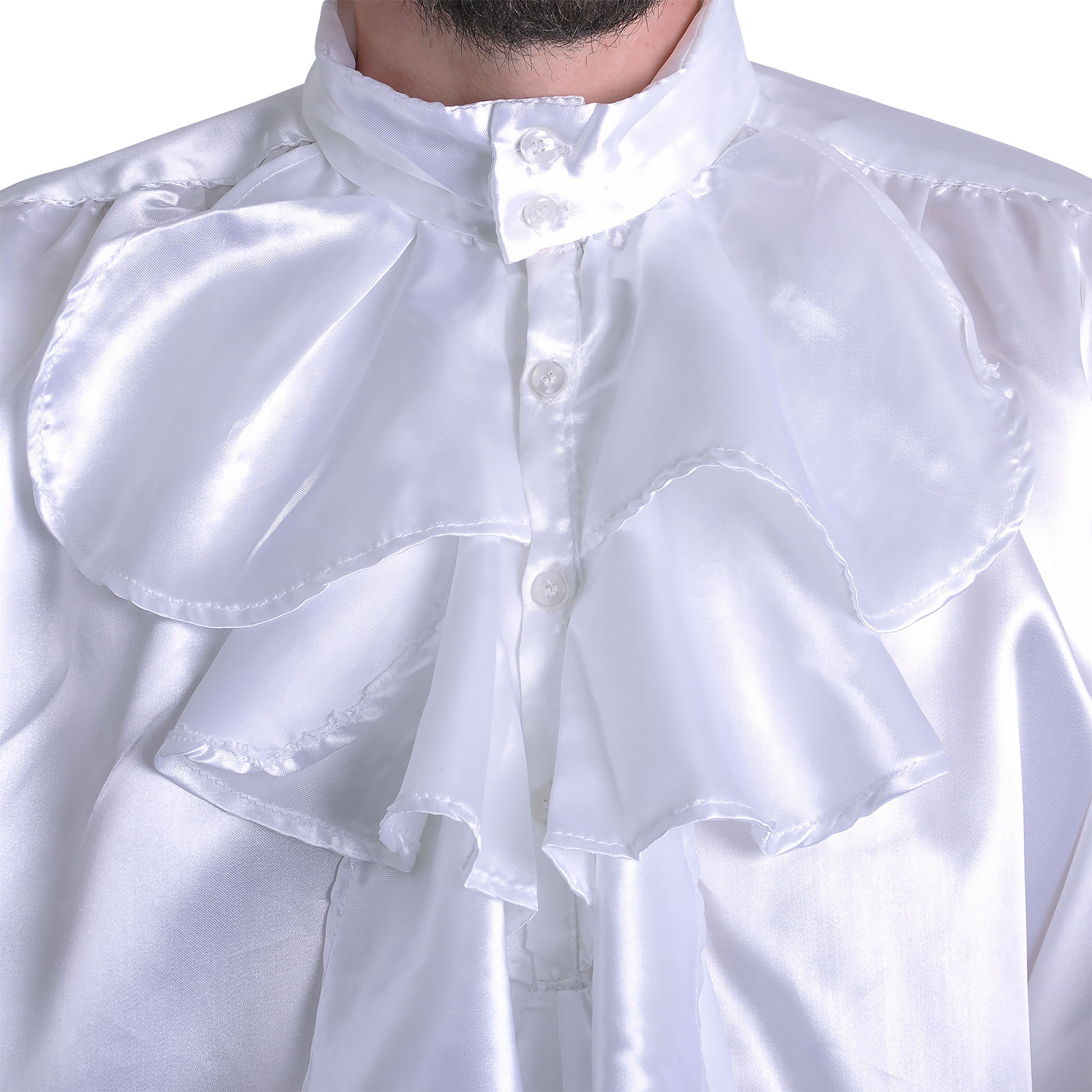 Satin Shirt with Ruffles White