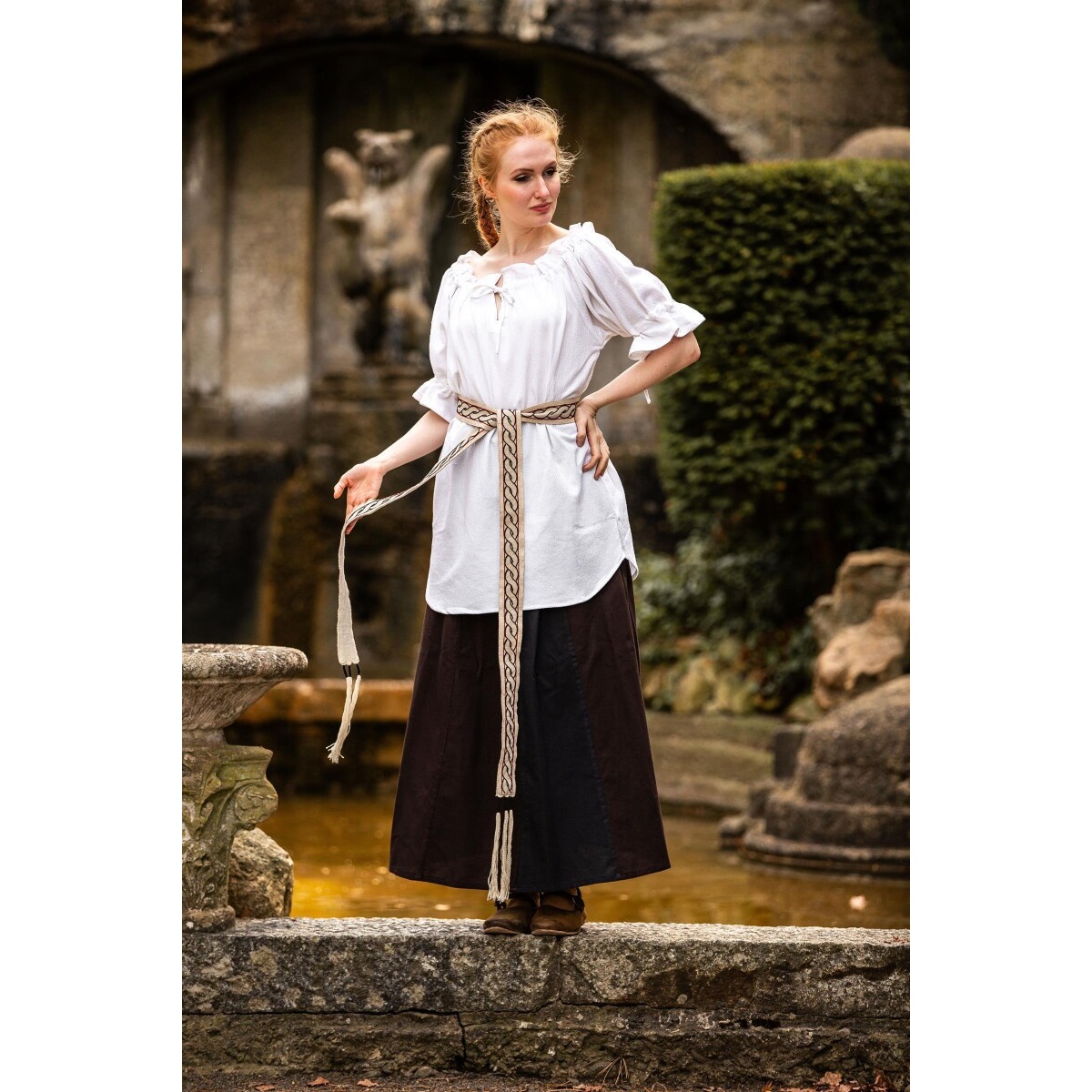 Blusa medievale a maniche corte Verena bianca