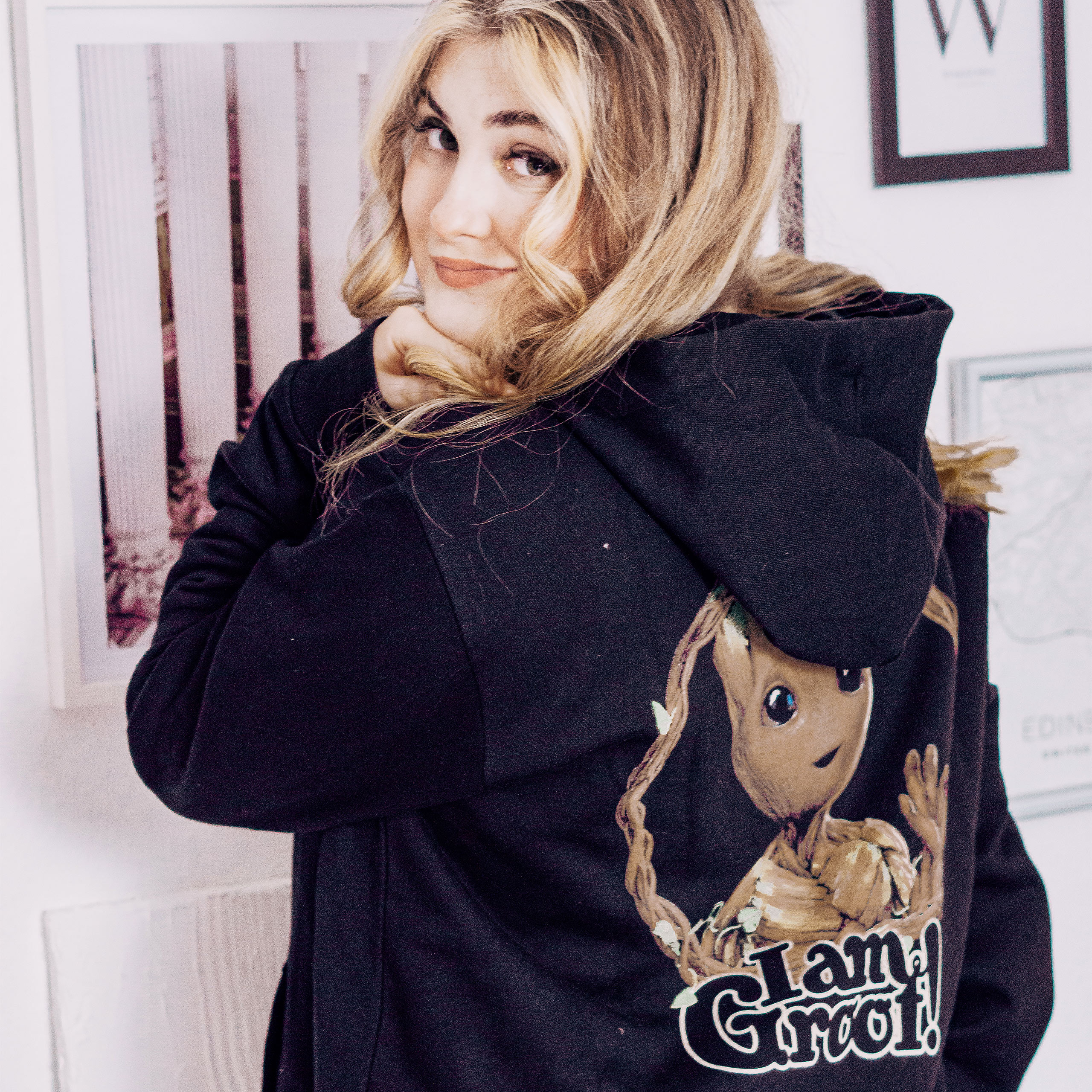 Guardians of the Galaxy - Sudadera con capucha negra 'I Am Groot'