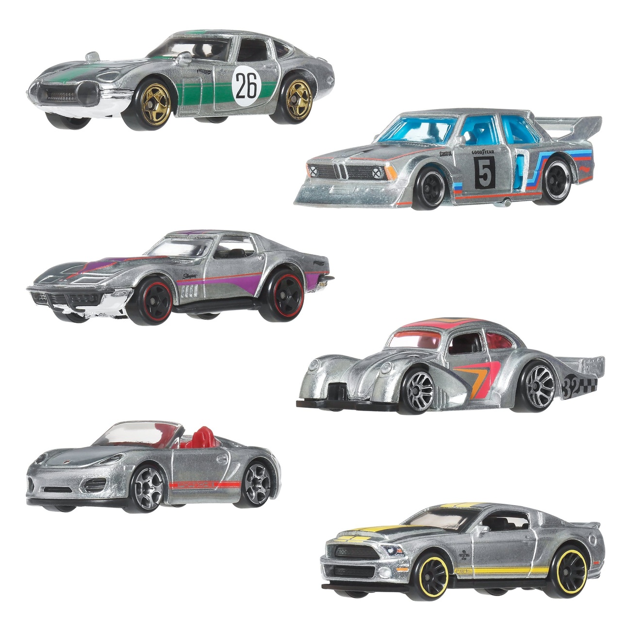 Hot Wheels Silver Series véhicules moulés sous pression 6-pack 1/64 ZAMAC