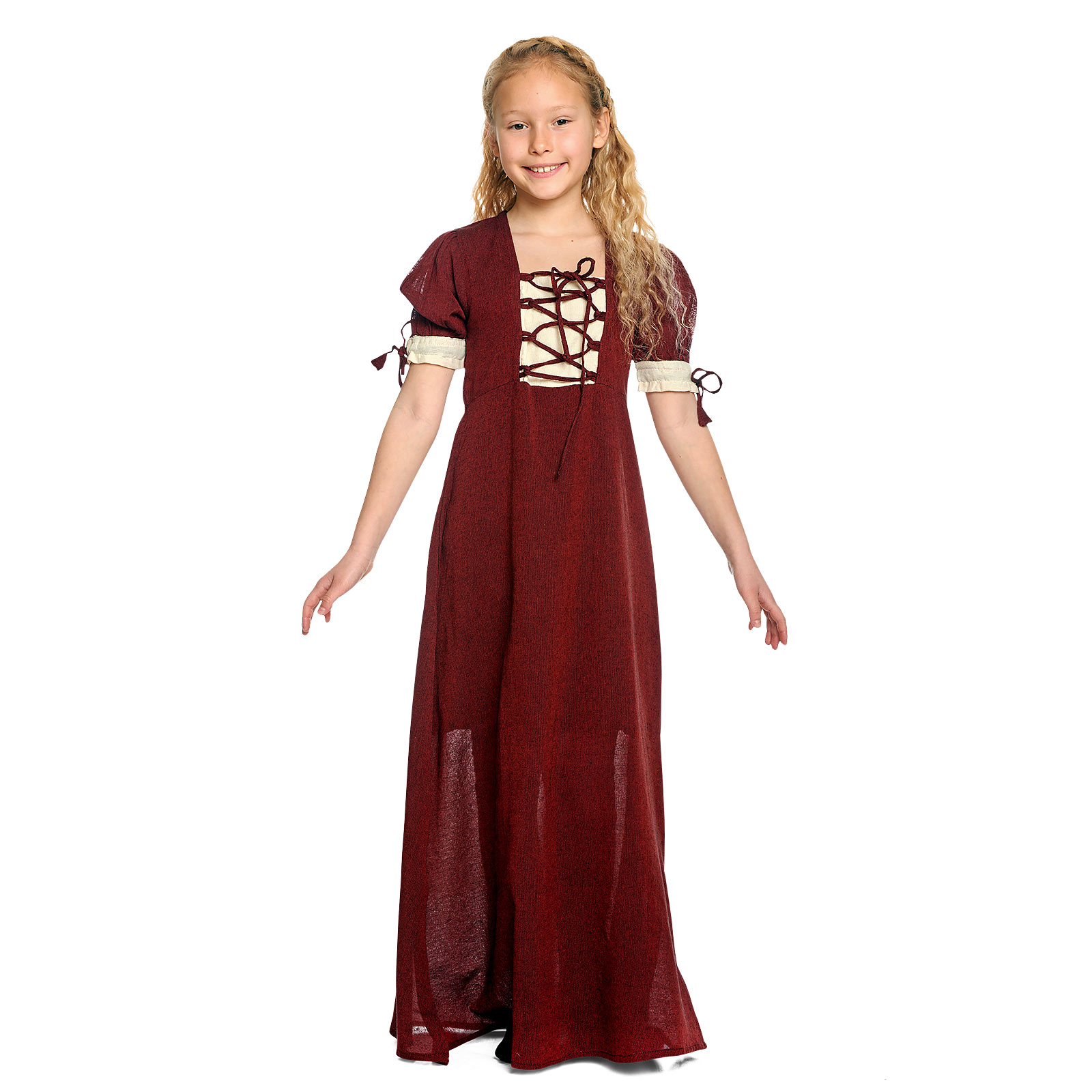 Mittelalter Sommer Kleid Kinder rot beige
