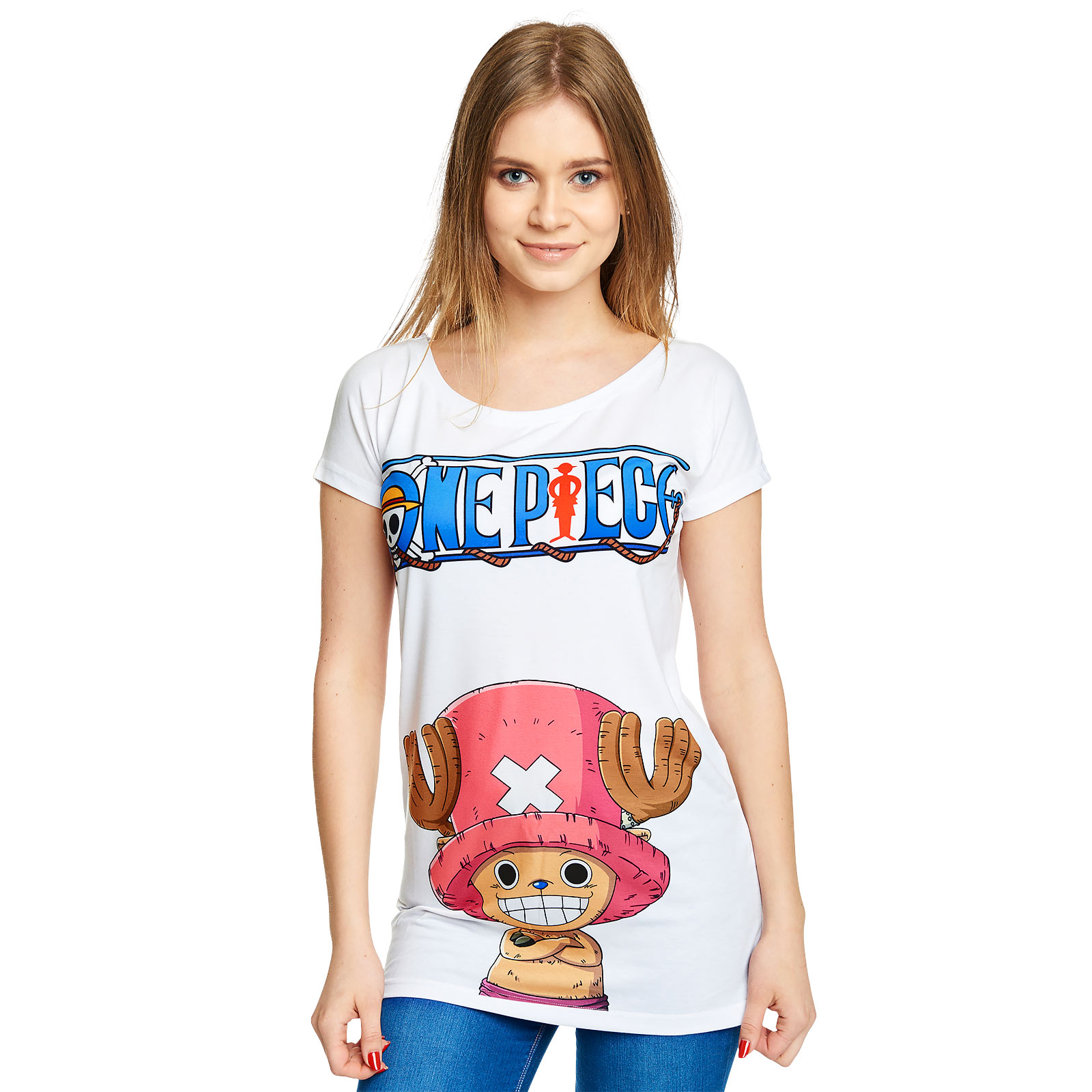 One Piece - Chopper T-Shirt Damen Loose Fit weiß