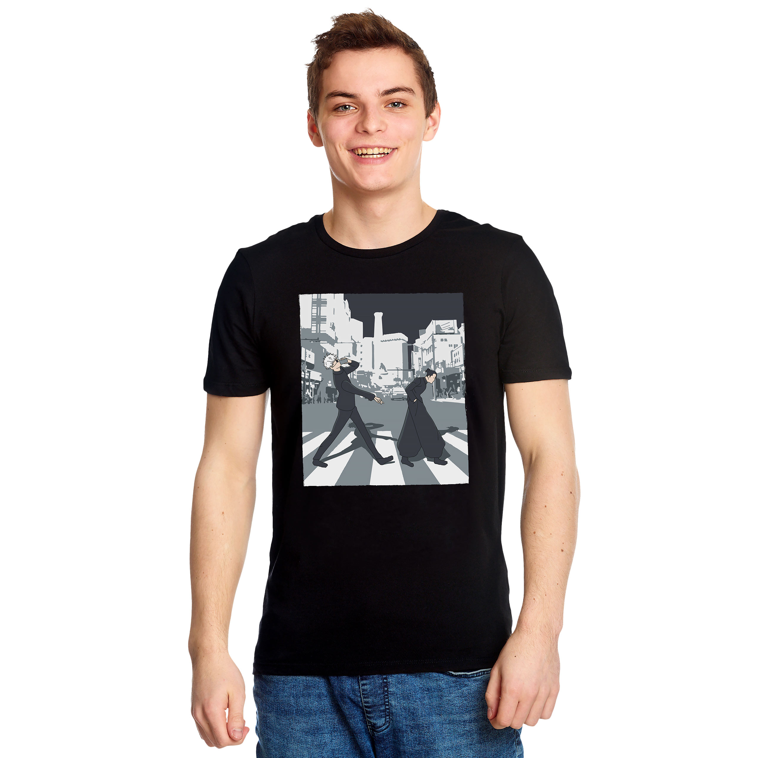 Crosswalk T-Shirt für Jujutsu Kaisen Fans schwarz