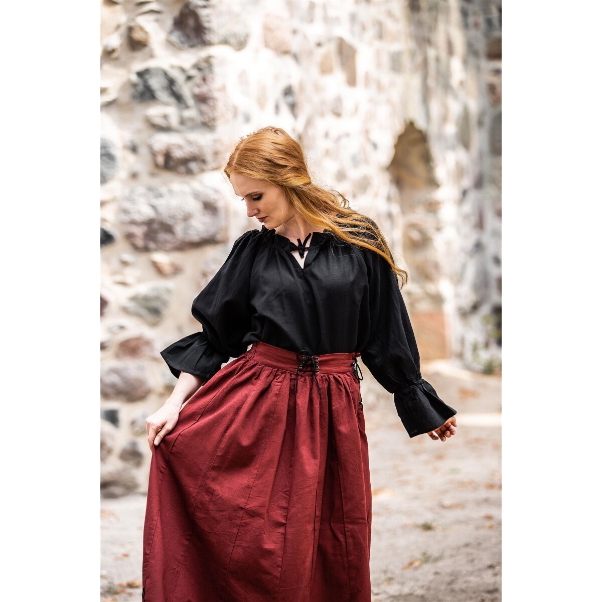 Middeleeuwse blouse Morgan zwart