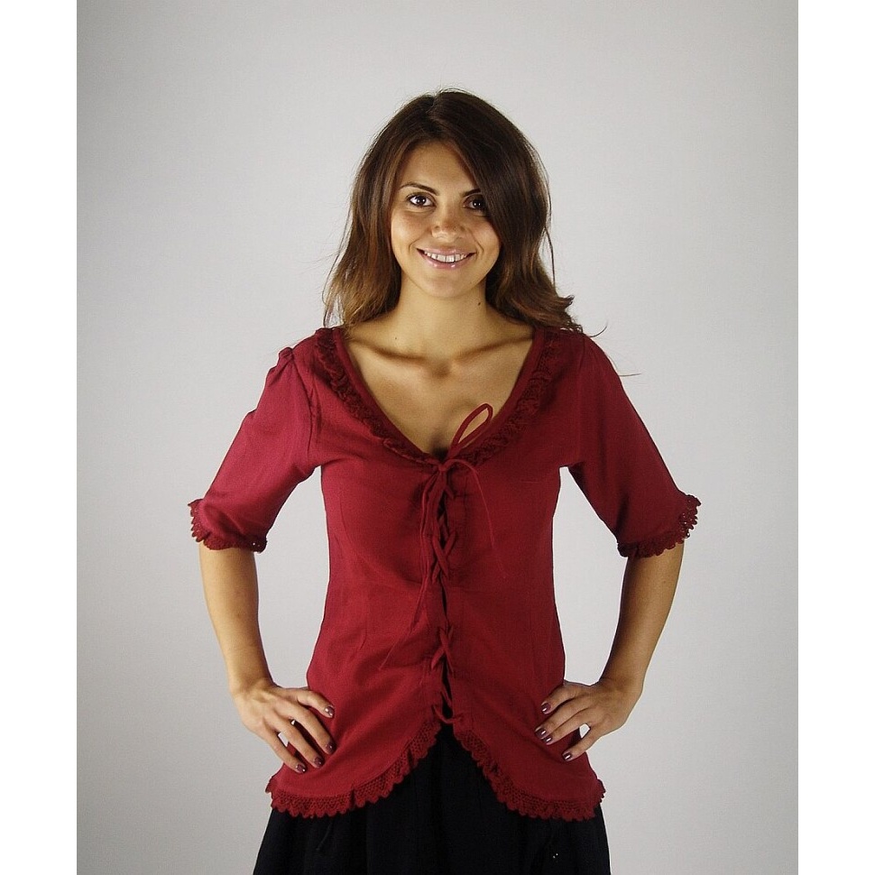 Middeleeuwse blouse met korte mouwen Gabriela rood