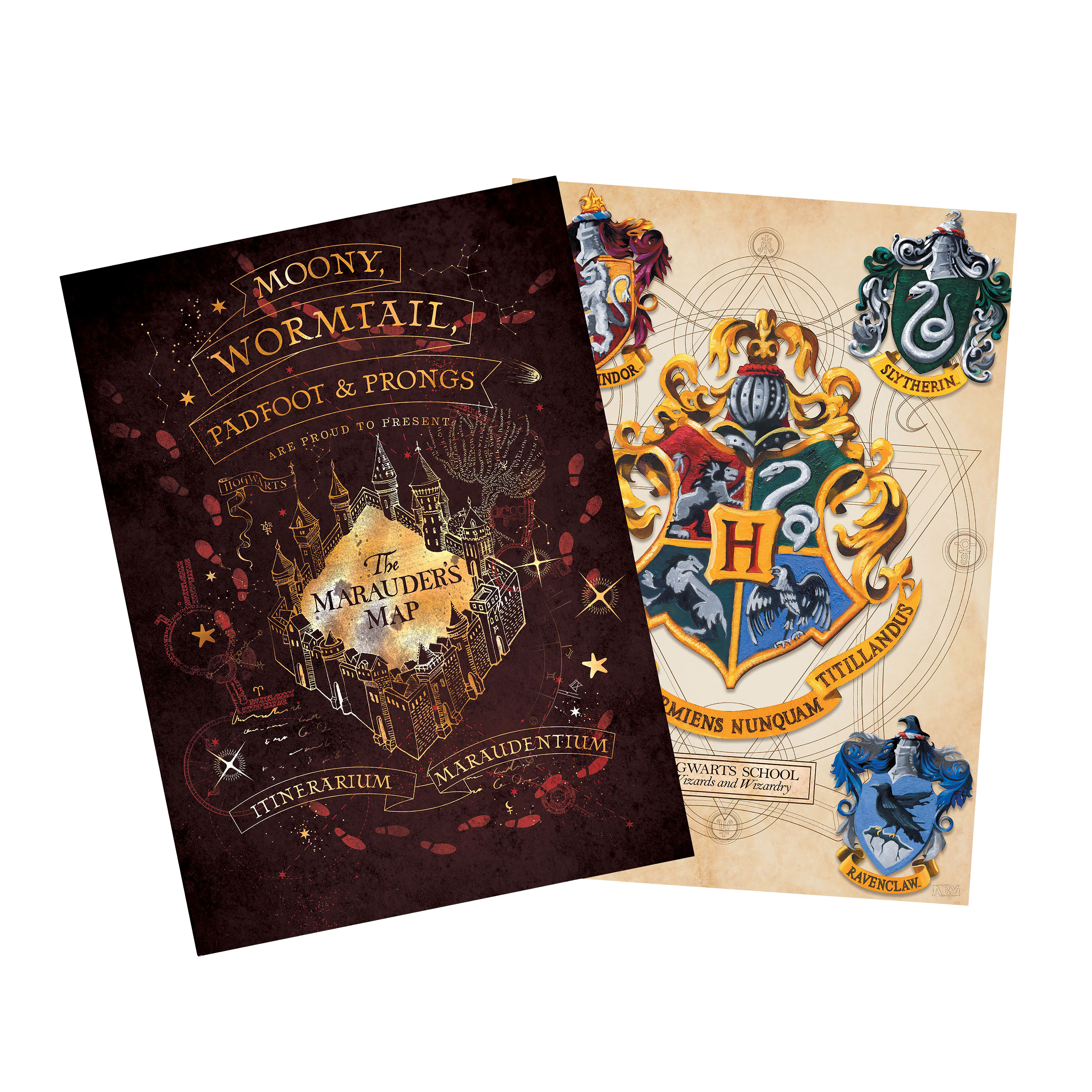 Harry Potter - Hogwarts Wappen & Karte des Rumtreibers Poster 2er Set